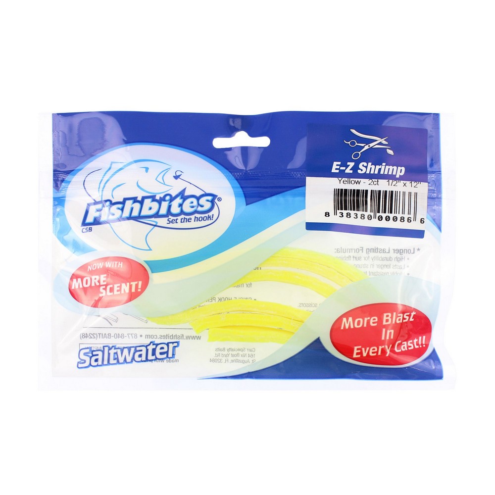 Señuelo de pesca de agua salada de larga duración Fishbites E-Z camarones 0,5" x 12" - Imagen 6 de 6