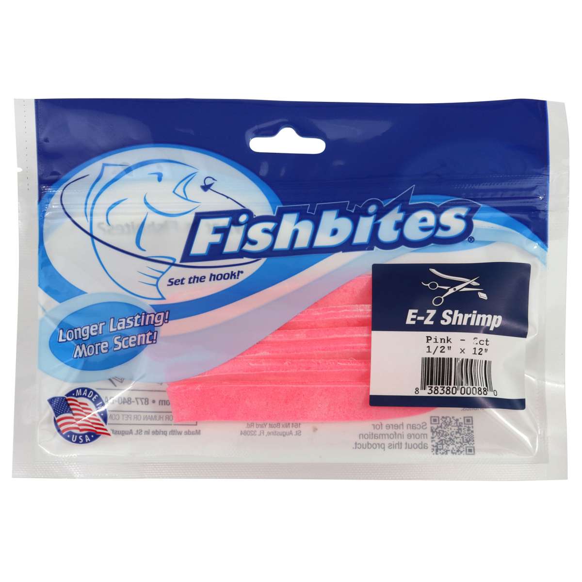 Señuelo de pesca de agua salada de larga duración Fishbites E-Z camarones 0,5" x 12" - Imagen 5 de 6