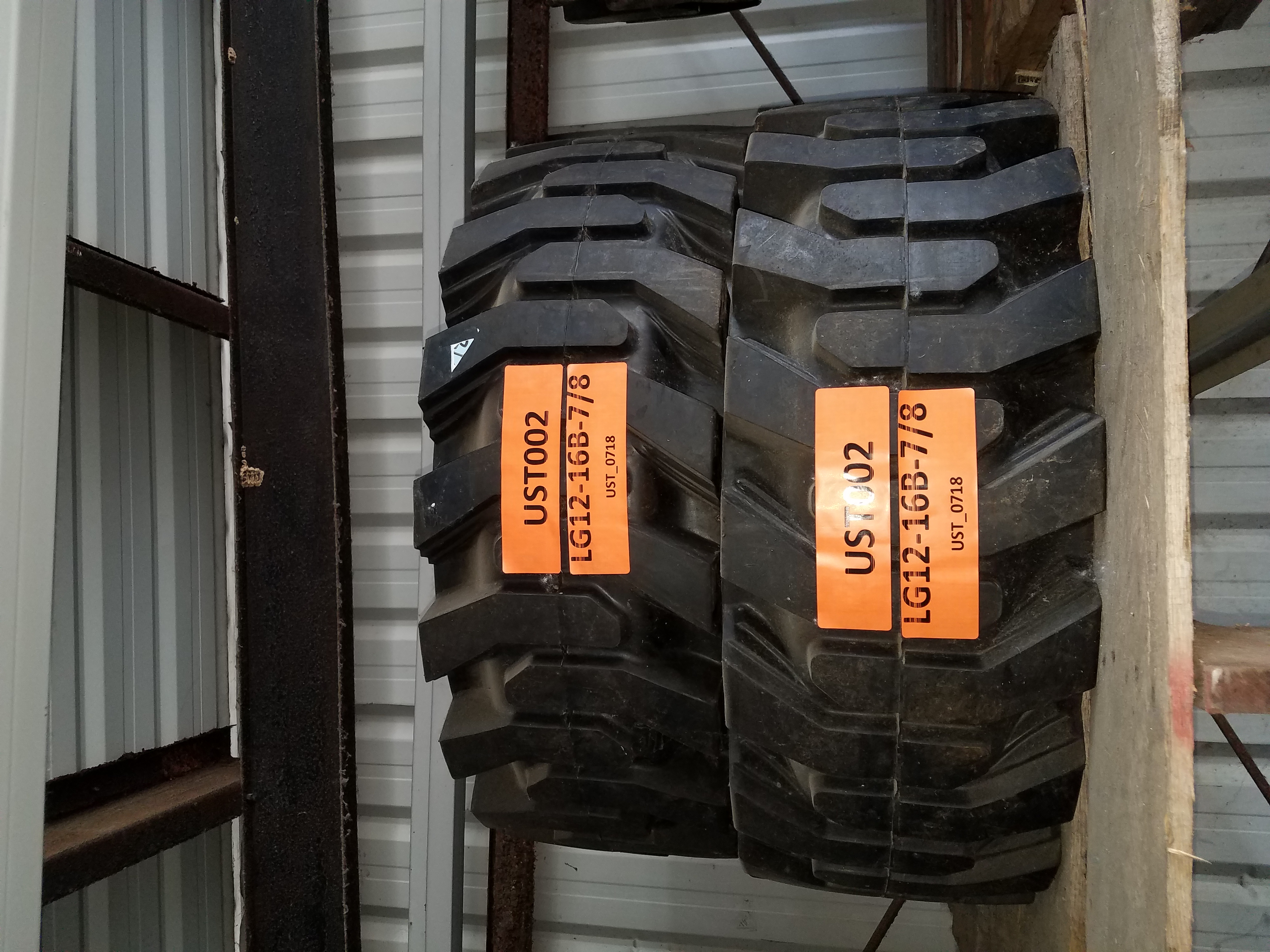 (2) Used SUMMIT Solid Skid Steer Tires 12x16.5 7/8 with Rims Free