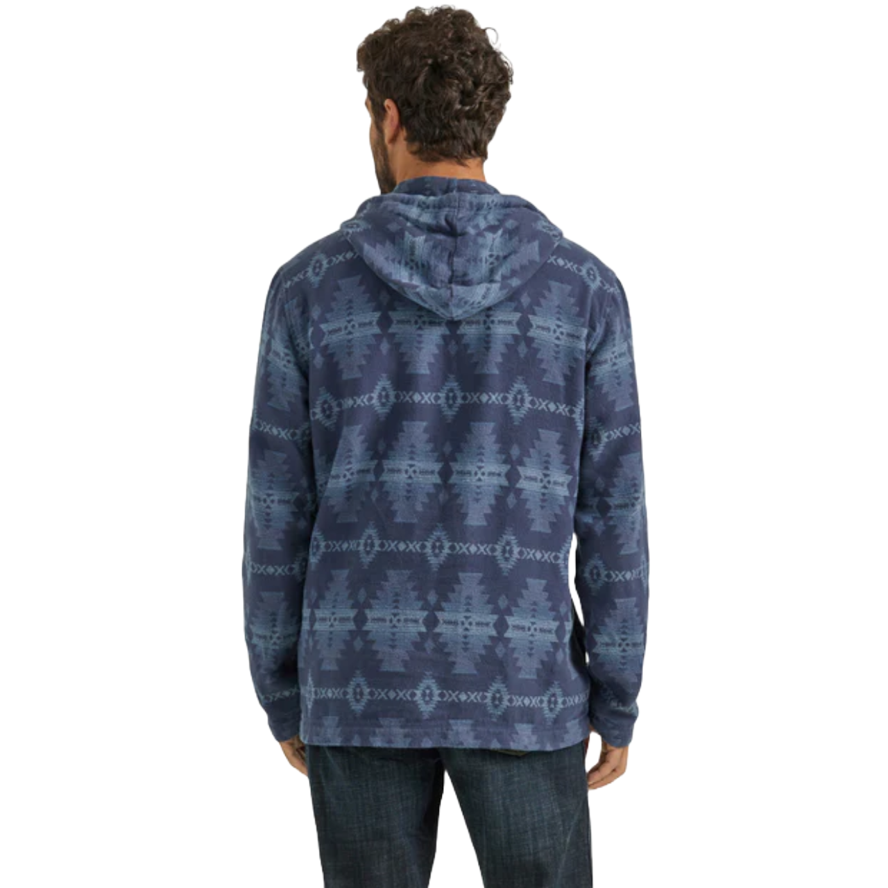 Wrangler Men's Jacquard Aztec Sapphire Blue 1/4 Zip Hoodie