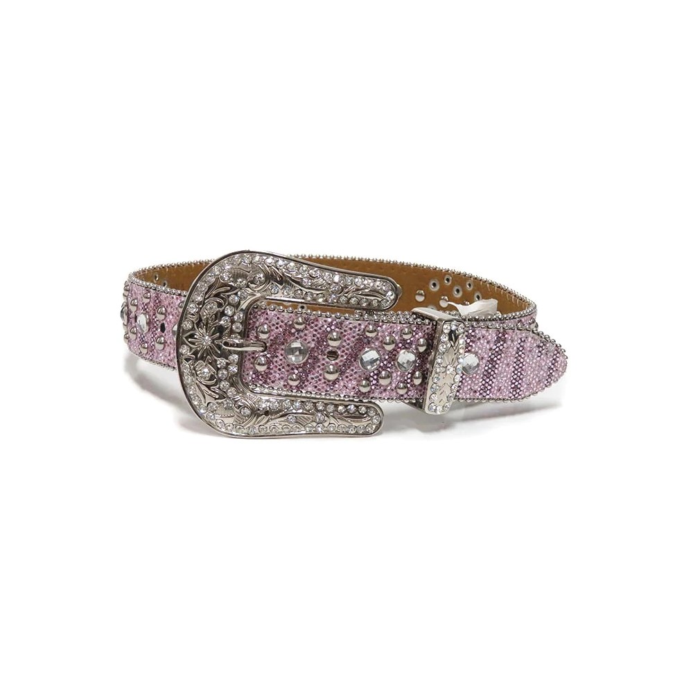 Nocona Girl's Horseshoe Charm and Silver Studs Pink Belt N4411030 - Picture 2 of 7