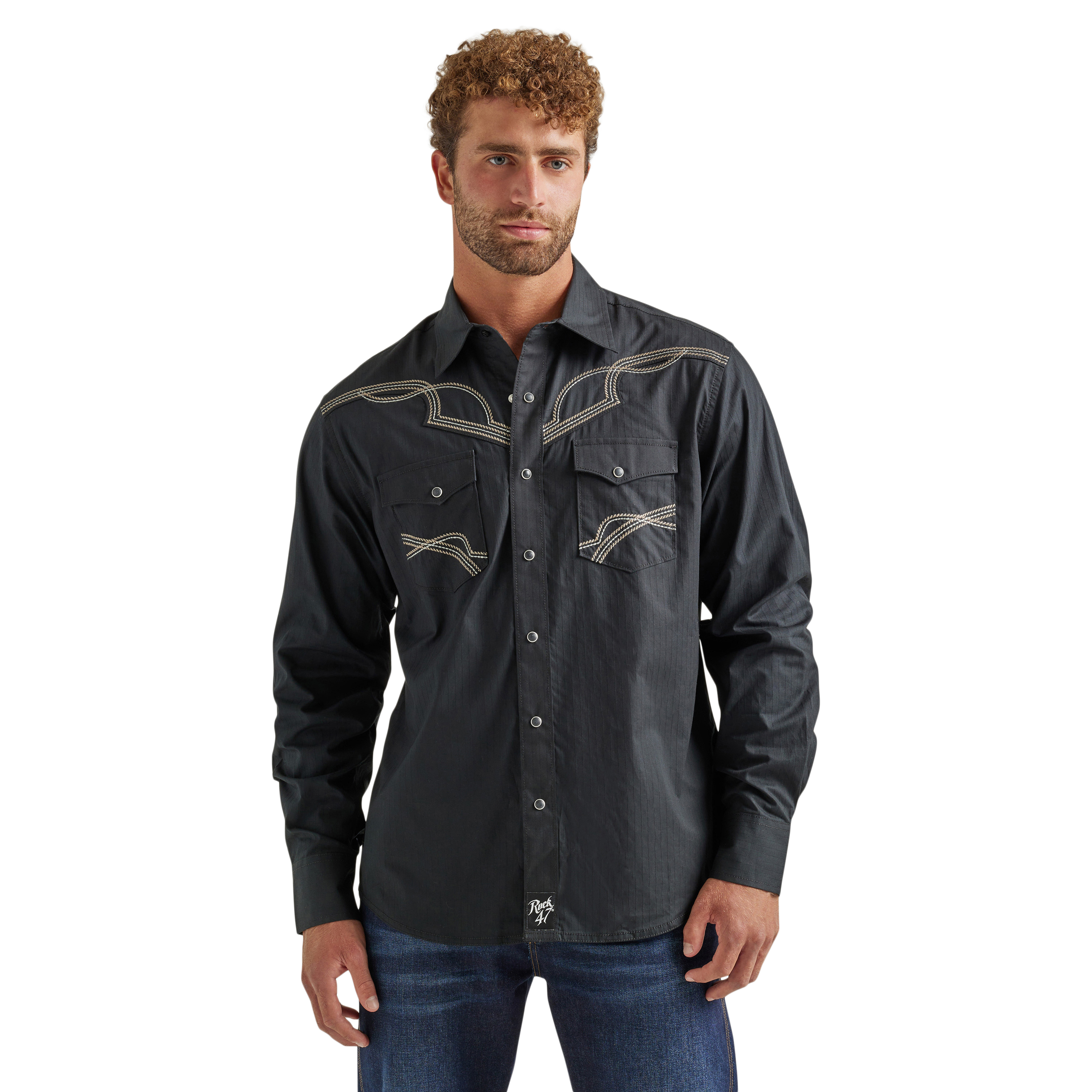 Wrangler Men's Modern Rock 47 Black Snap Shirt 112337443 | eBay
