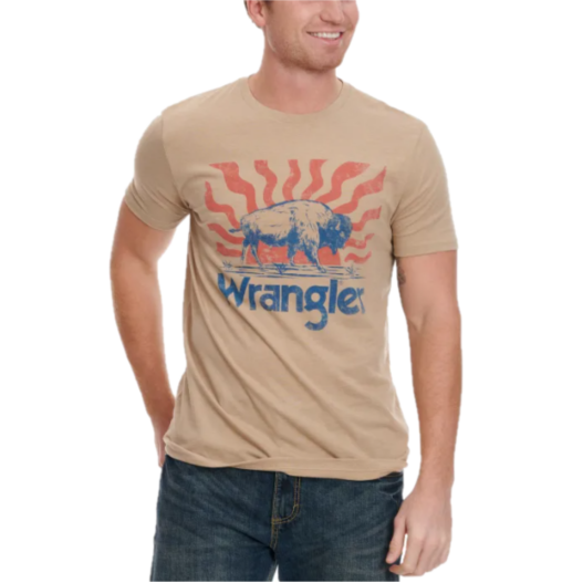 Wrangler Men's Toasted Sand & Buffalo Sunrise Logo T-Shirt 112344130