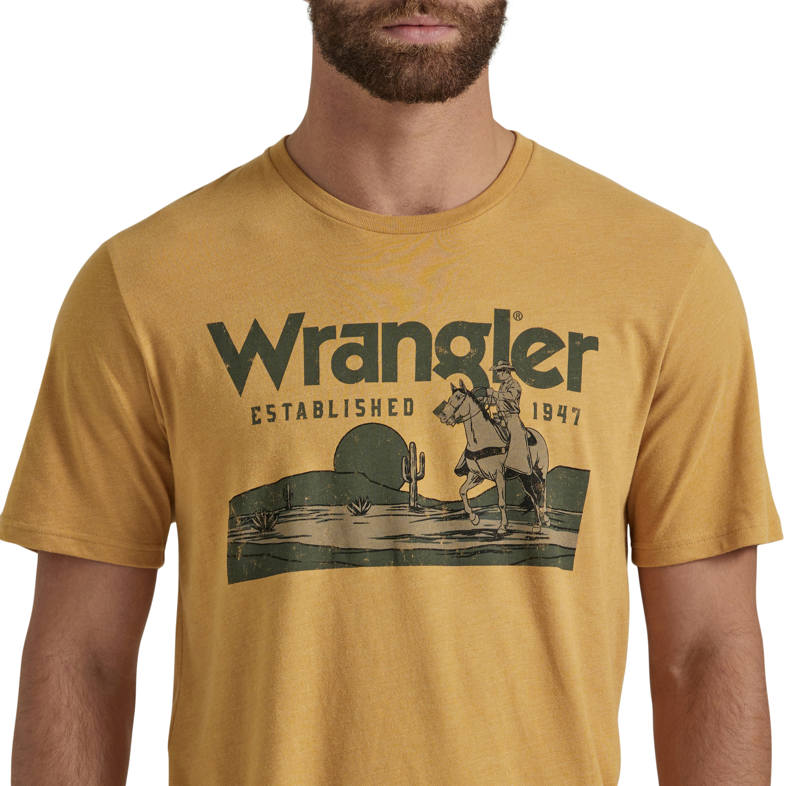 Wrangler Men's Pale Gold Established 1947 Logo T-Shirt