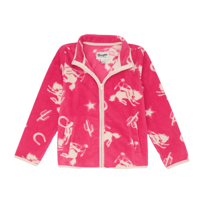 Wrangler Youth Girl's Icons Pink Fleece Full Zip Jacket 112355922 - Picture 2 of 7