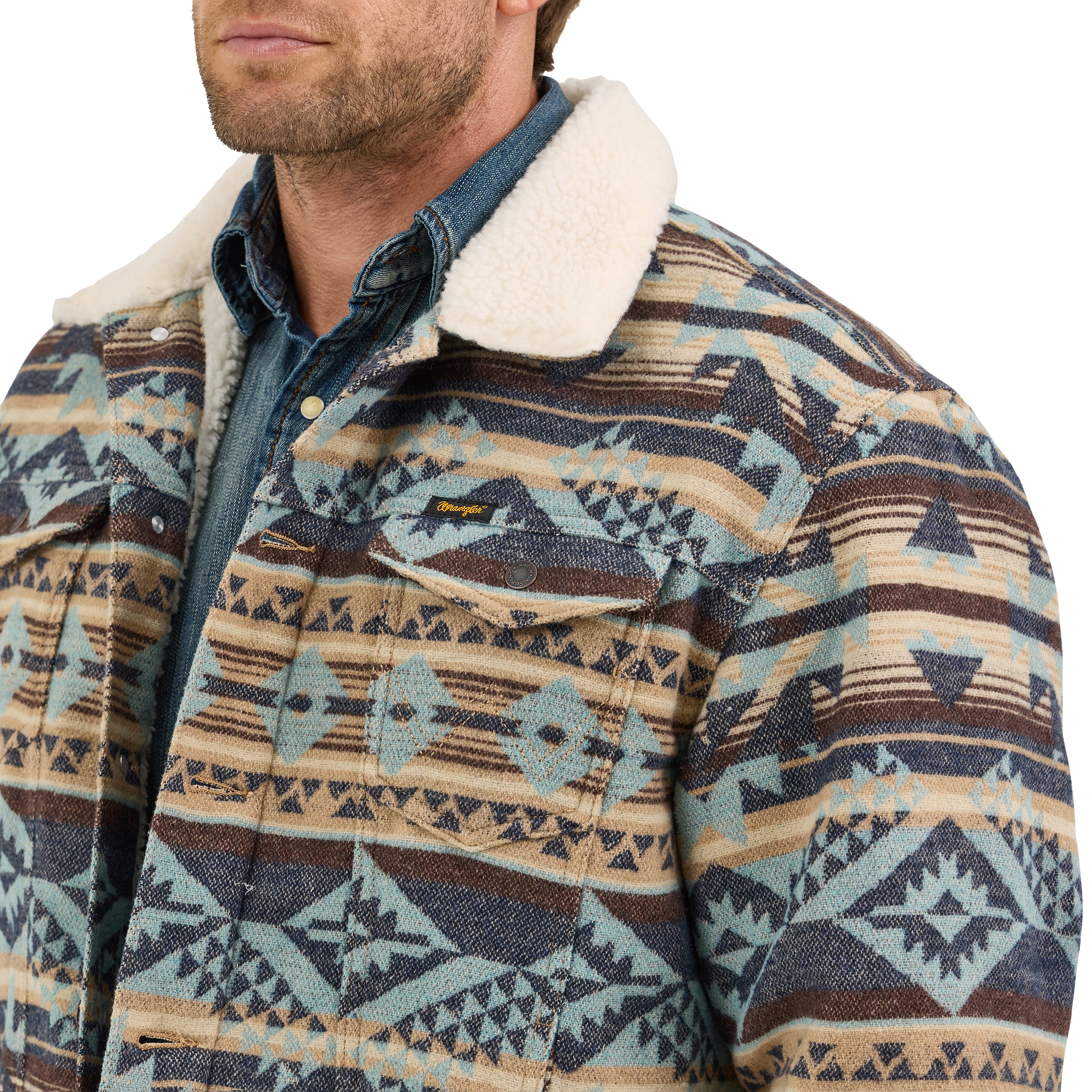 Wrangler Men's Aztec Western Dark Sapphire Jacket 112368212 | eBay