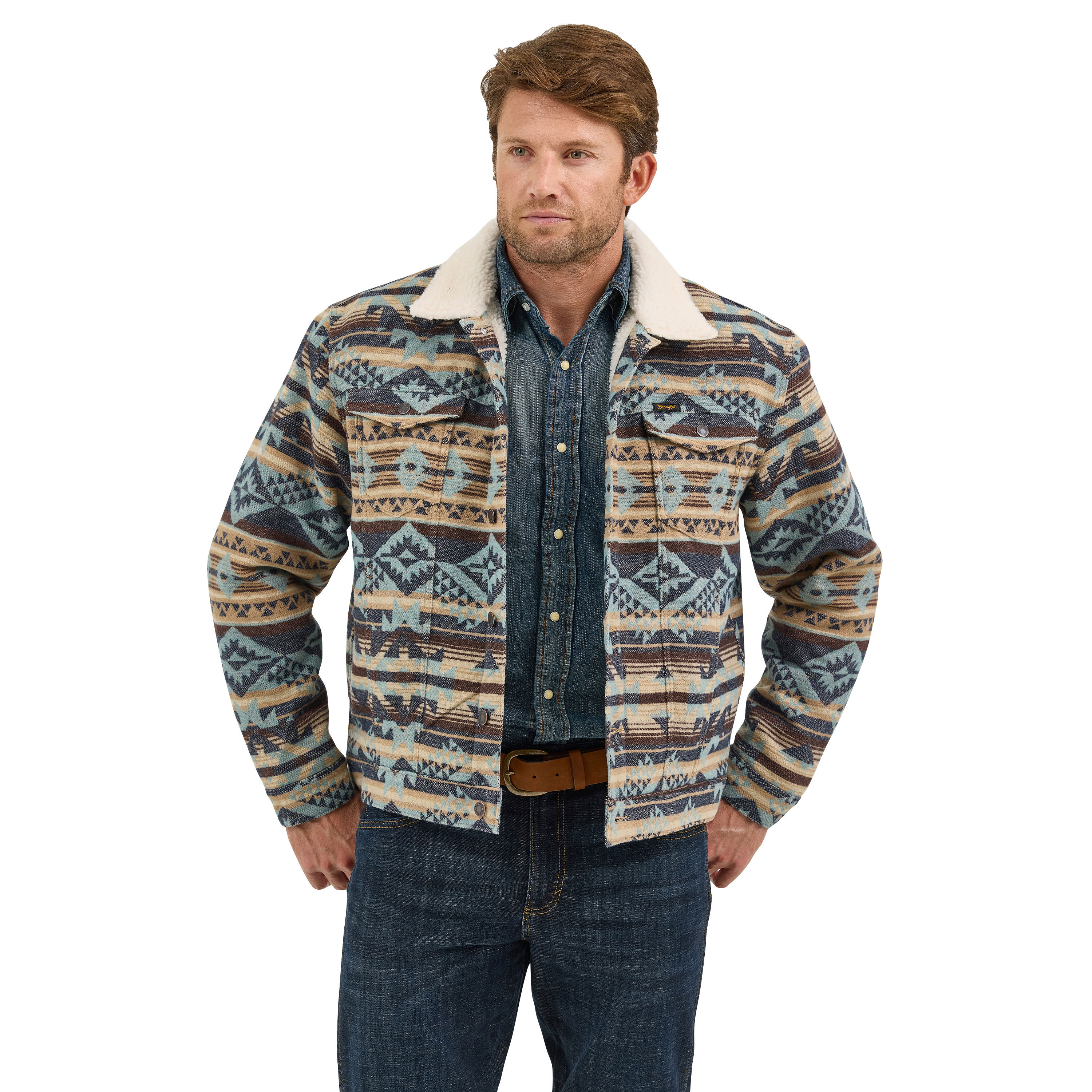 Wrangler Men's Aztec Western Dark Sapphire Jacket 112368212 | eBay