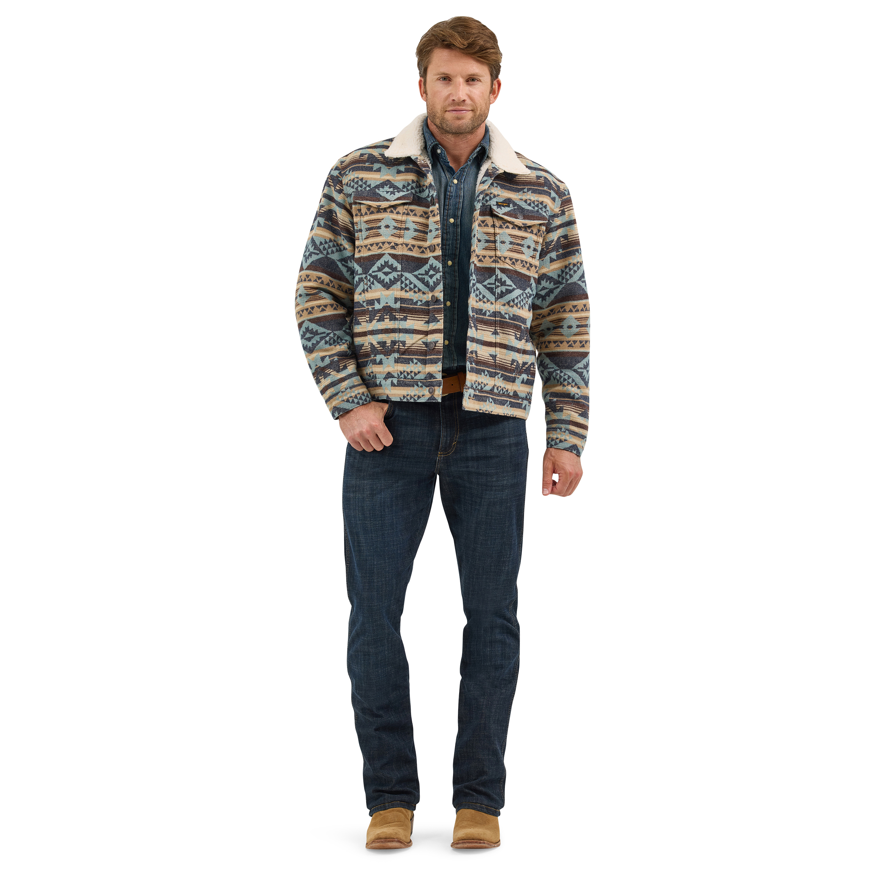 Wrangler Men's Aztec Western Dark Sapphire Jacket 112368212 | eBay
