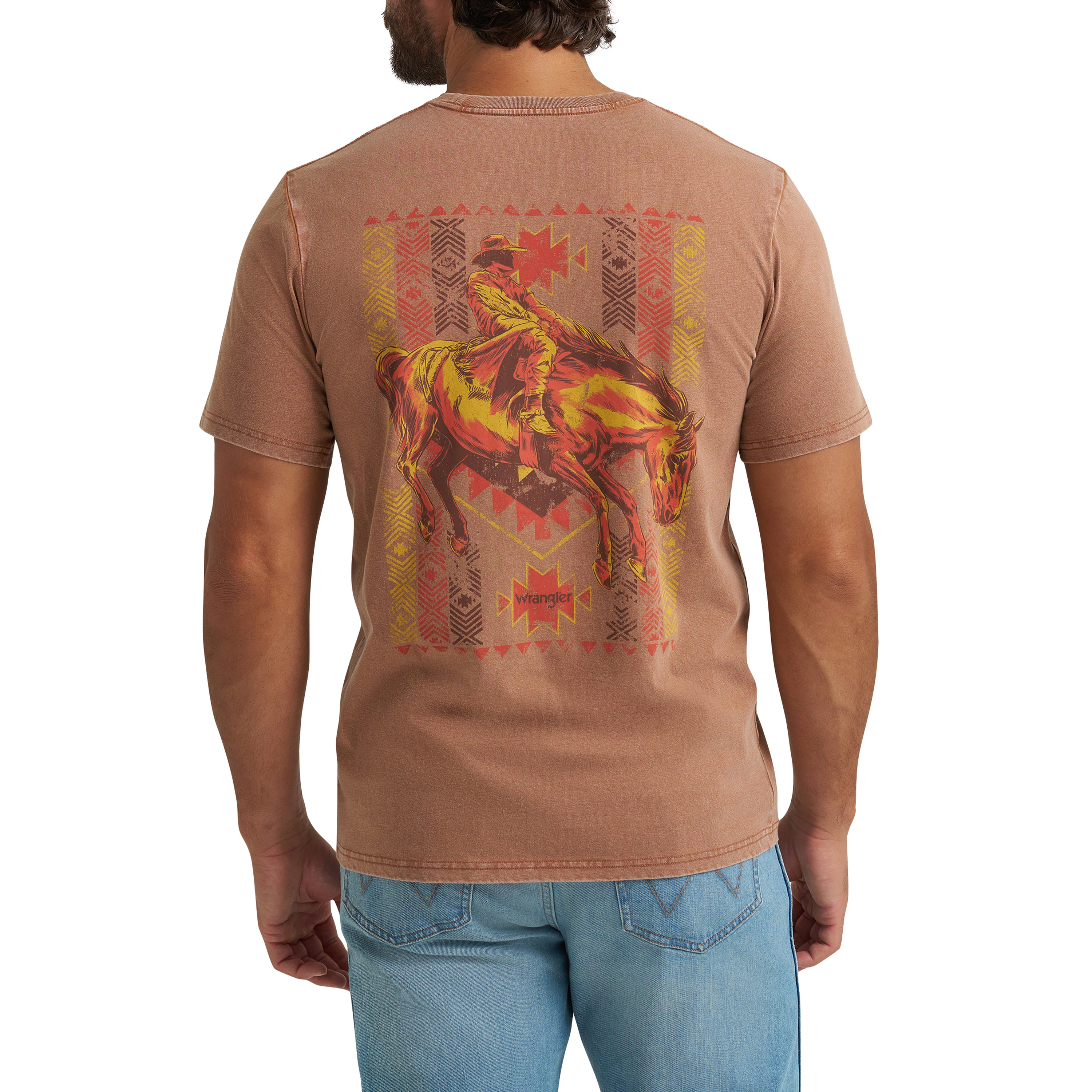 Wrangler Men’s Rawhide Brown Bucking Horse Graphic T-Shirt 112372850