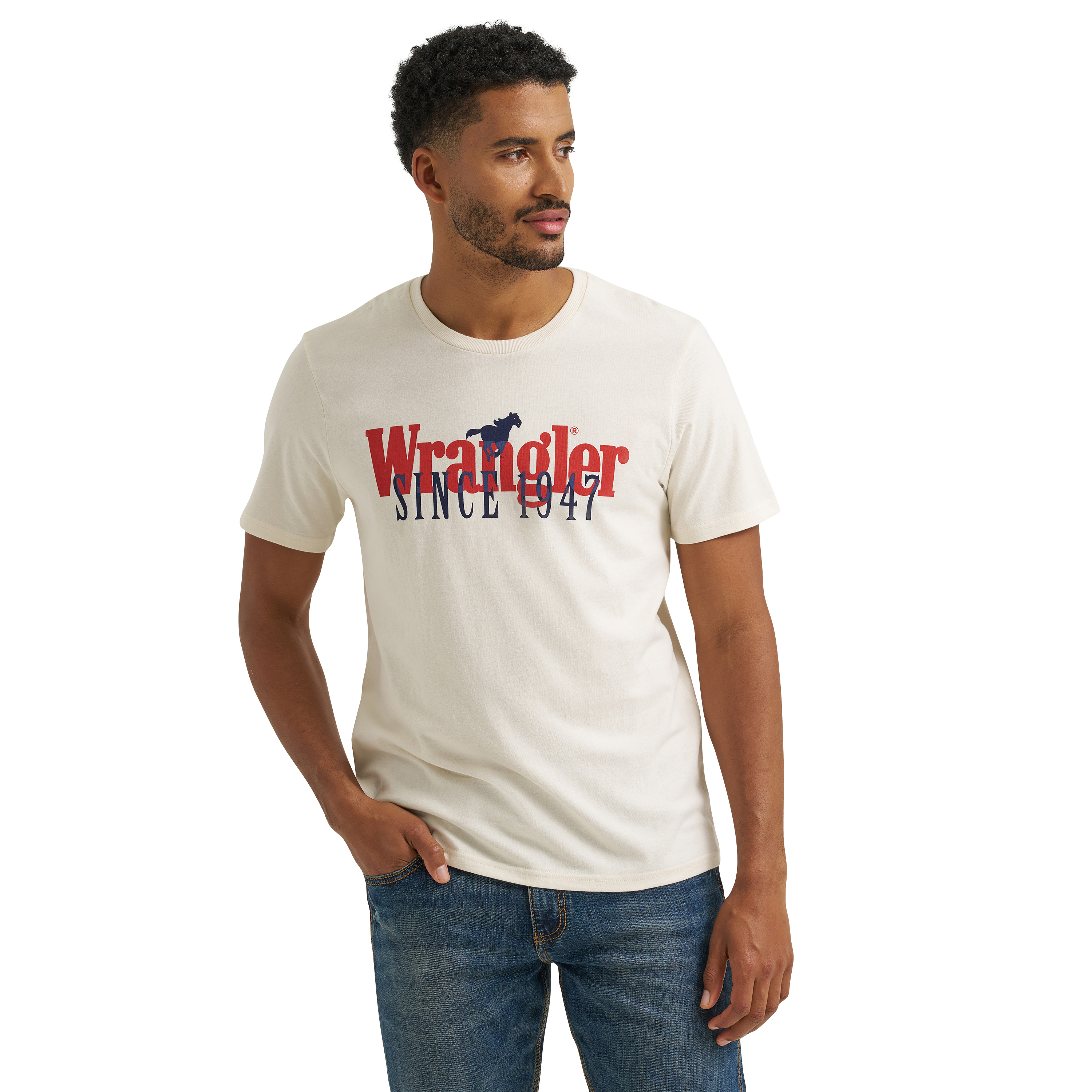 Wrangler Men’s Logo Graphic Egret White T-Shirt 112375735