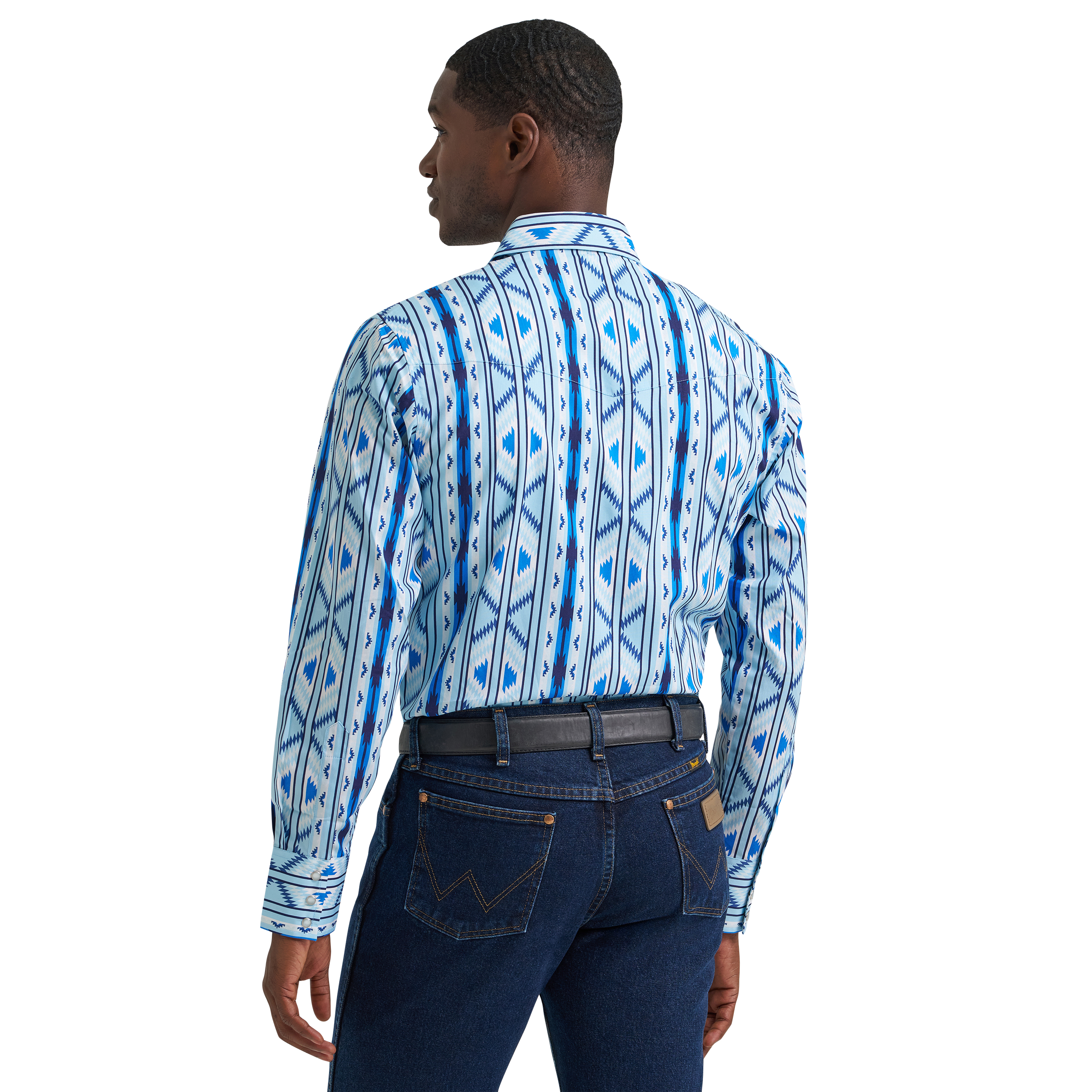 Wrangler Men's Checotah Classic Fit Blue Western Snap Shirt