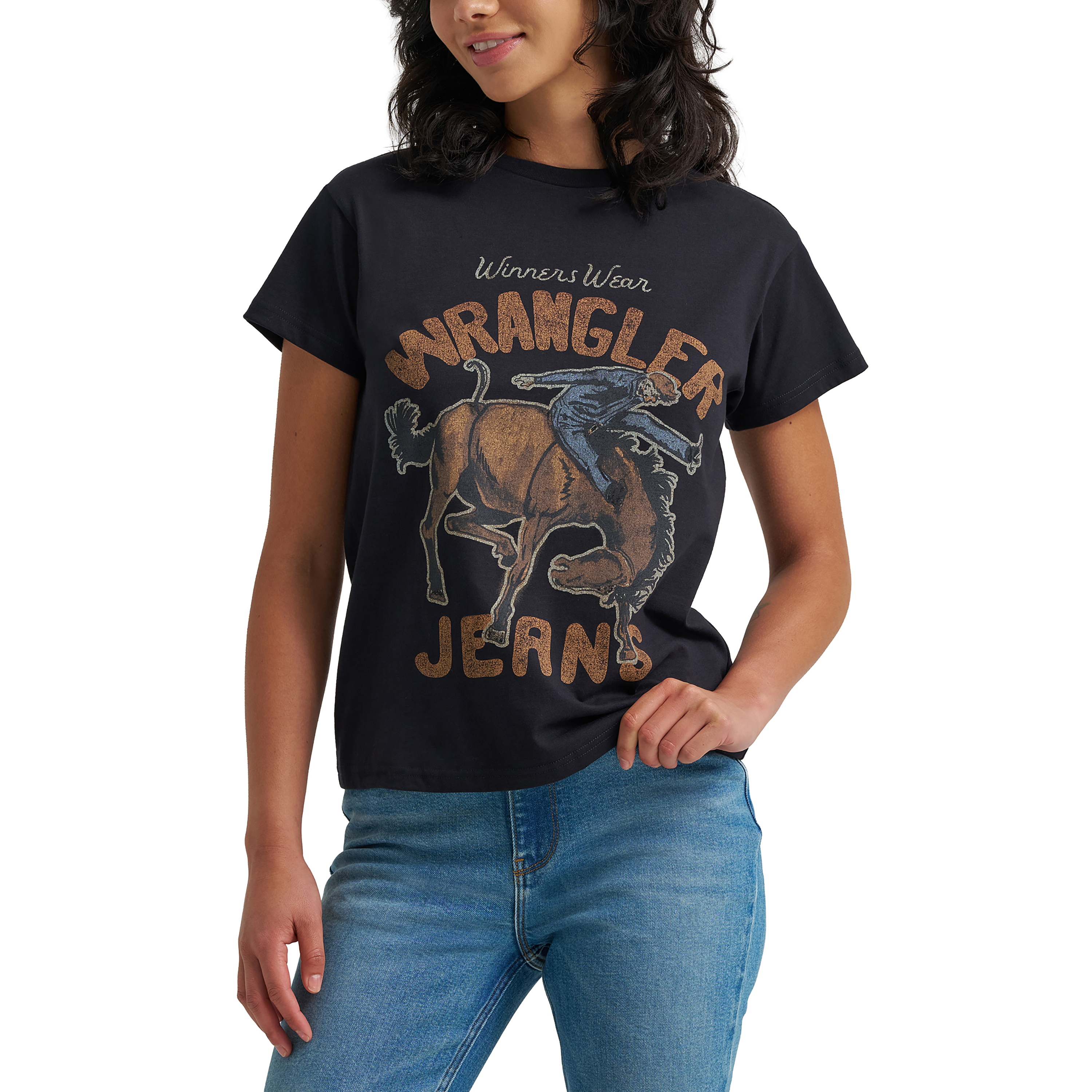 Wrangler Ladies Retro Graphic Black T-Shirt 112379665