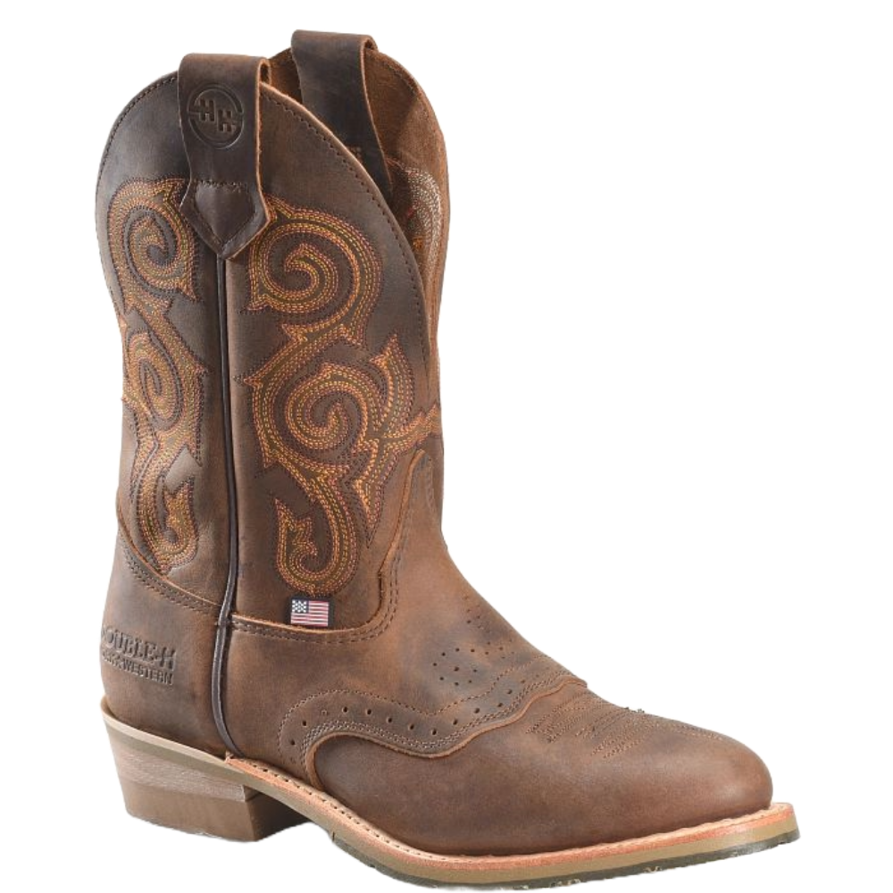 DOUBLE-H BOOTS Pre-owned Double H Men's 11" U Toe Roper Dark Brown Work Boot Dh4663