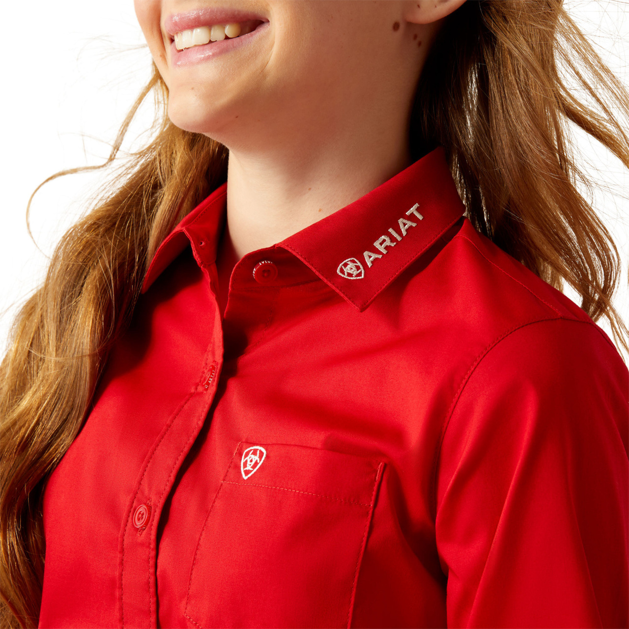 Ariat Youth Girls Team Kirby Red Shirt 10058852 - Picture 8 of 35