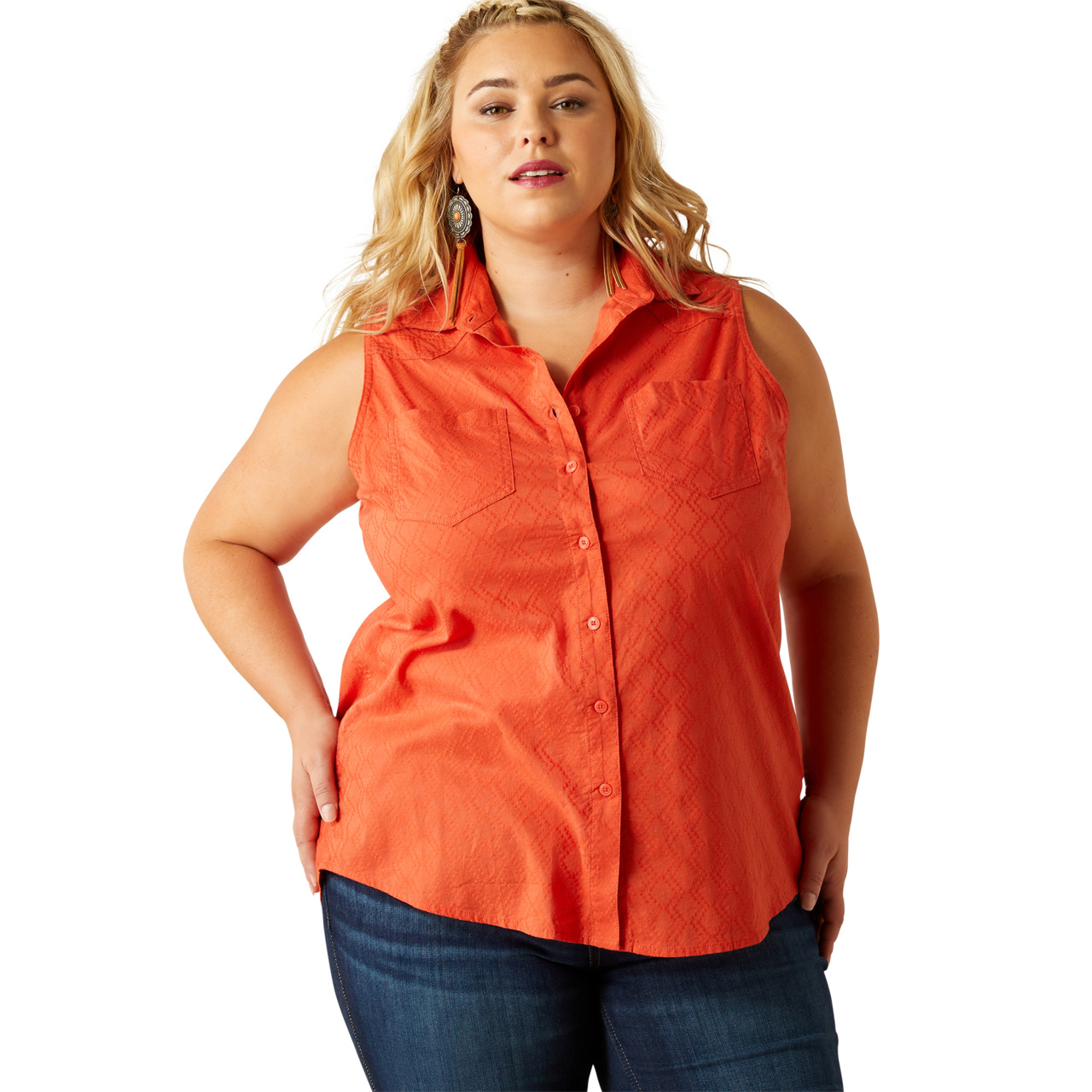 百音 Ariat Ladies Billie Jean Chili Dobby Button Down Shirt