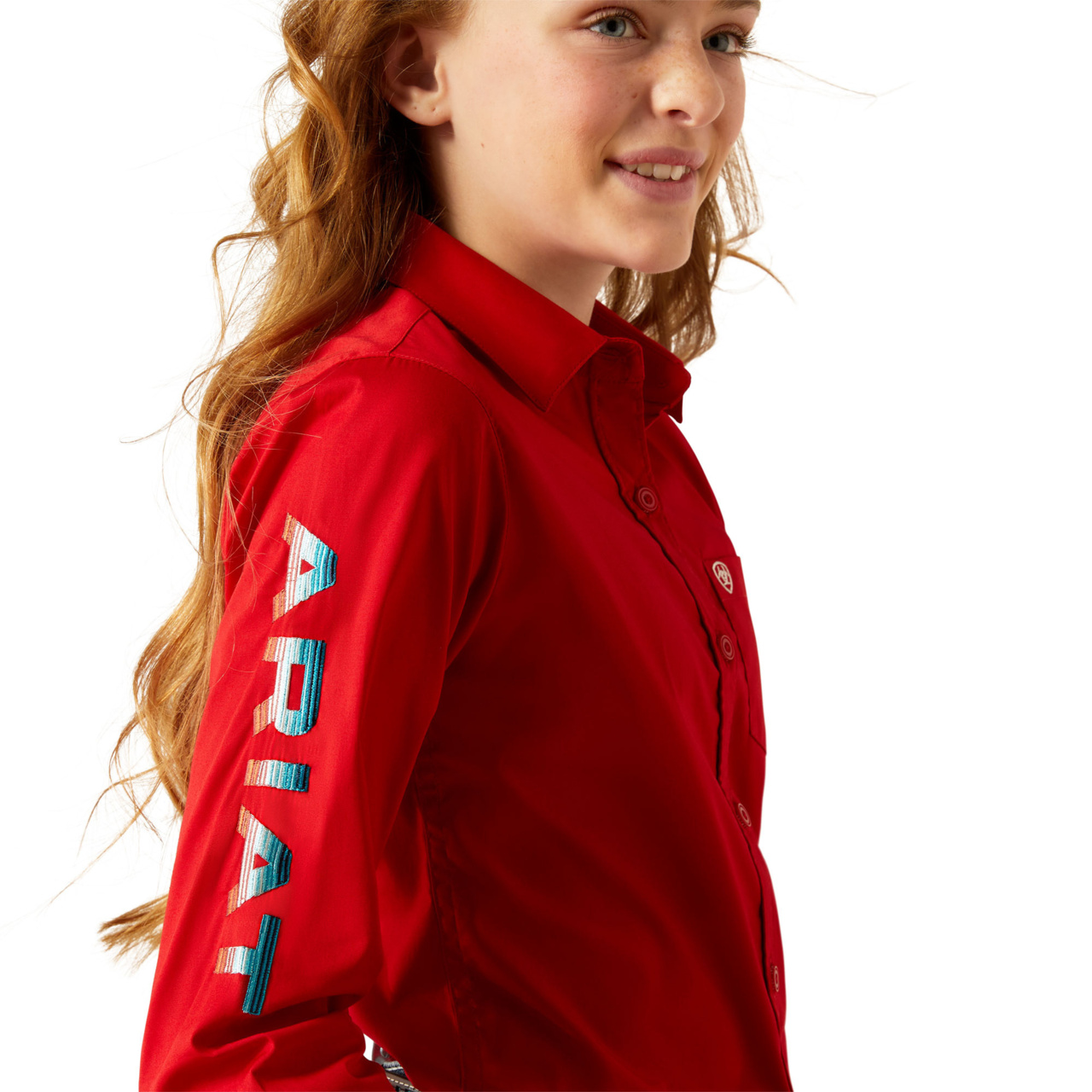Ariat Youth Girls Team Kirby Red Shirt 10058852 - Picture 9 of 35