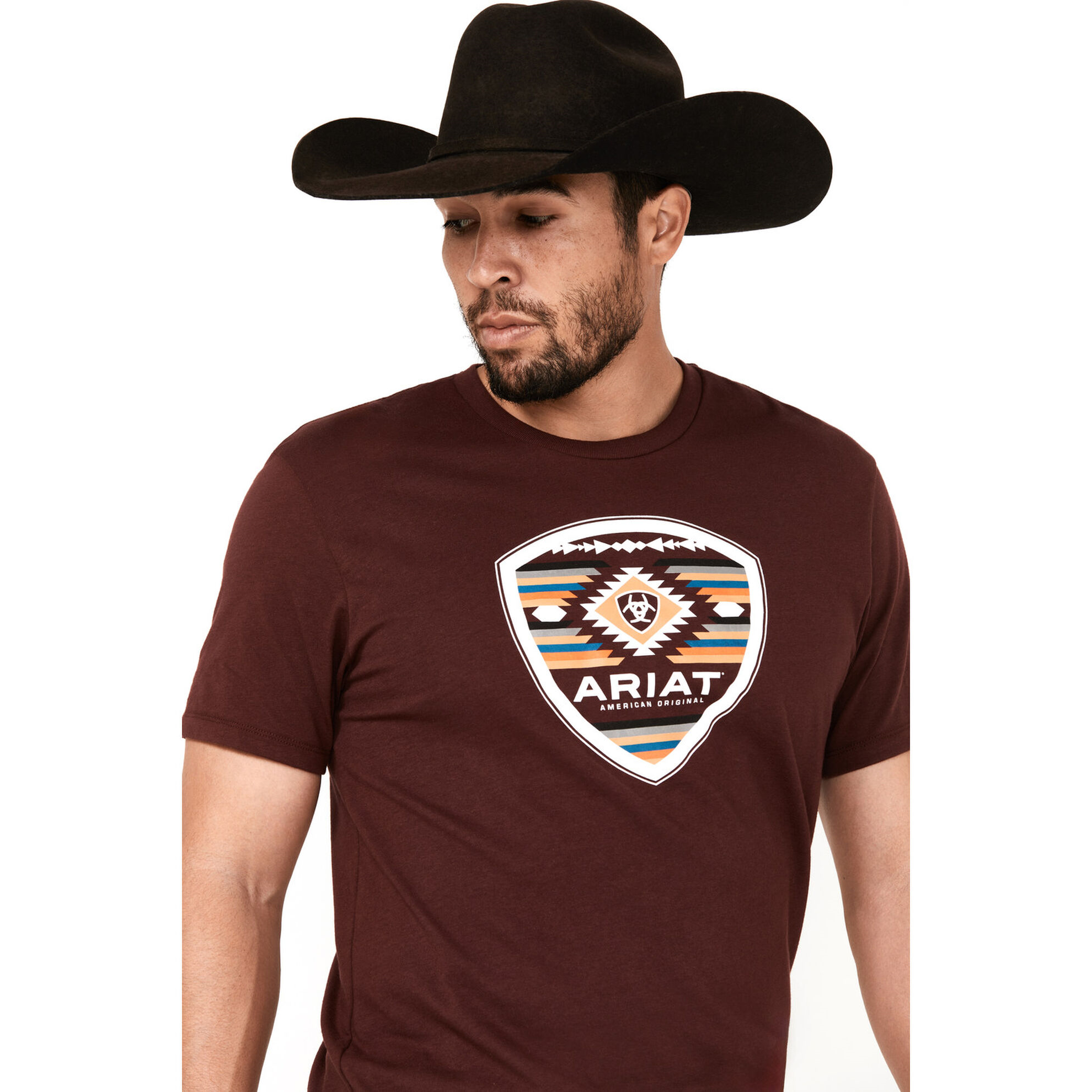 Ariat Men's Logo Shield Port Royale Burgundy Graphic T-Shirt 10054227 - Picture 7 of 24