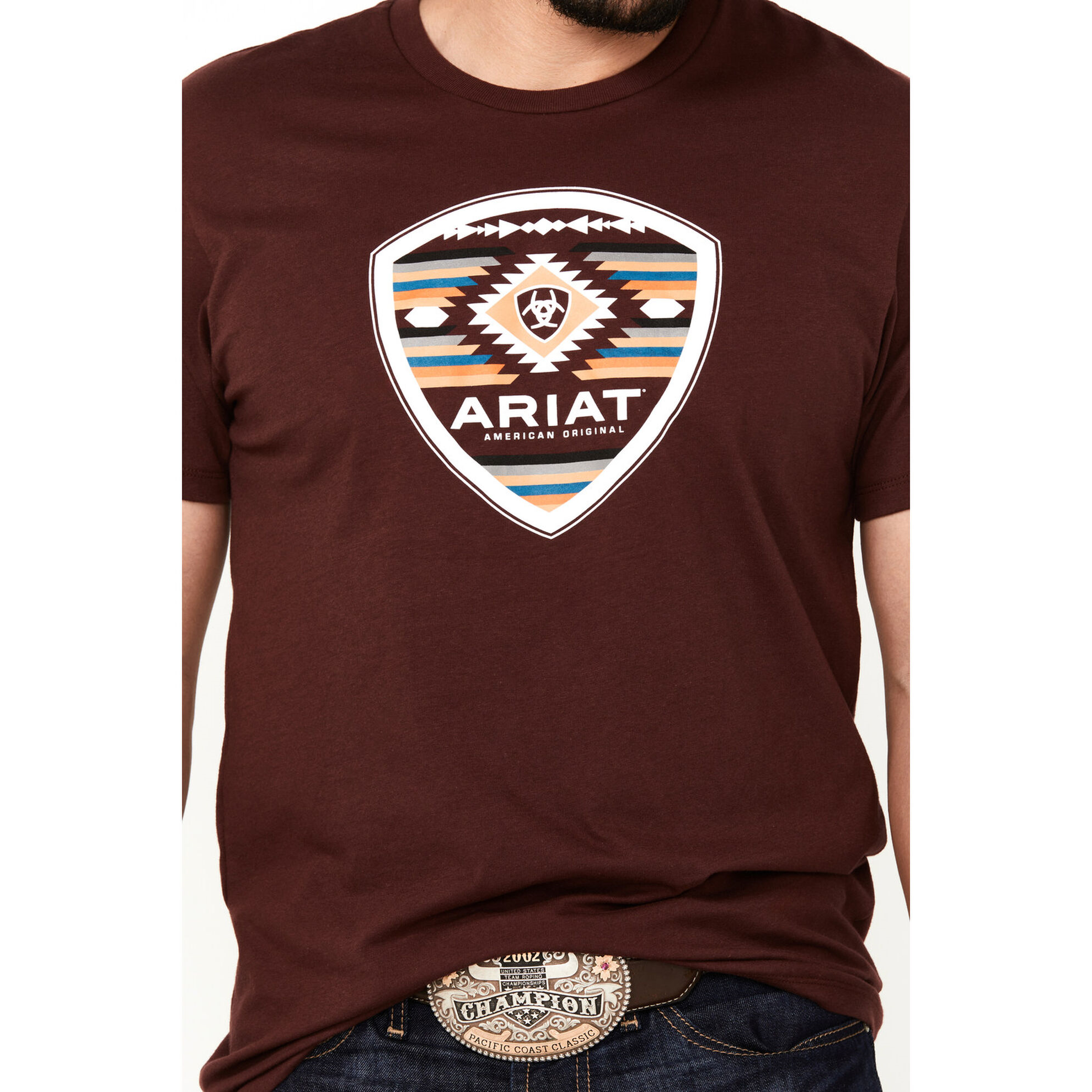 Ariat Men's Logo Shield Port Royale Burgundy Graphic T-Shirt 10054227 - Picture 8 of 24