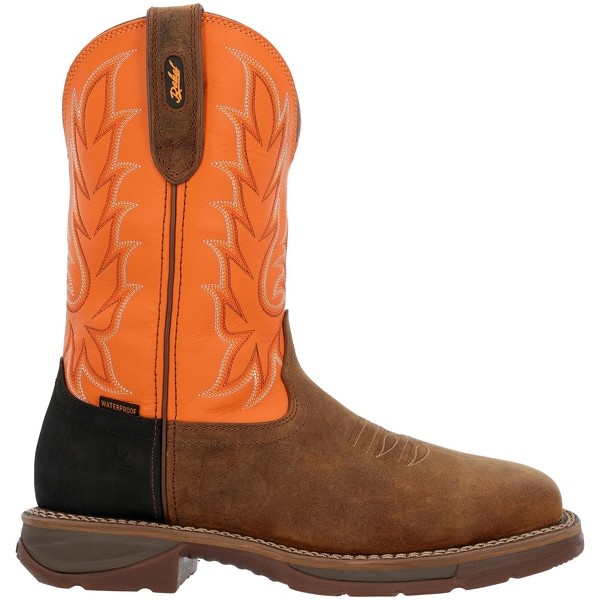 Durango Men's Workin' Rebel™ Waterproof with InsulKul™ Brown & Orange Work Boo - Foto 13 di 91