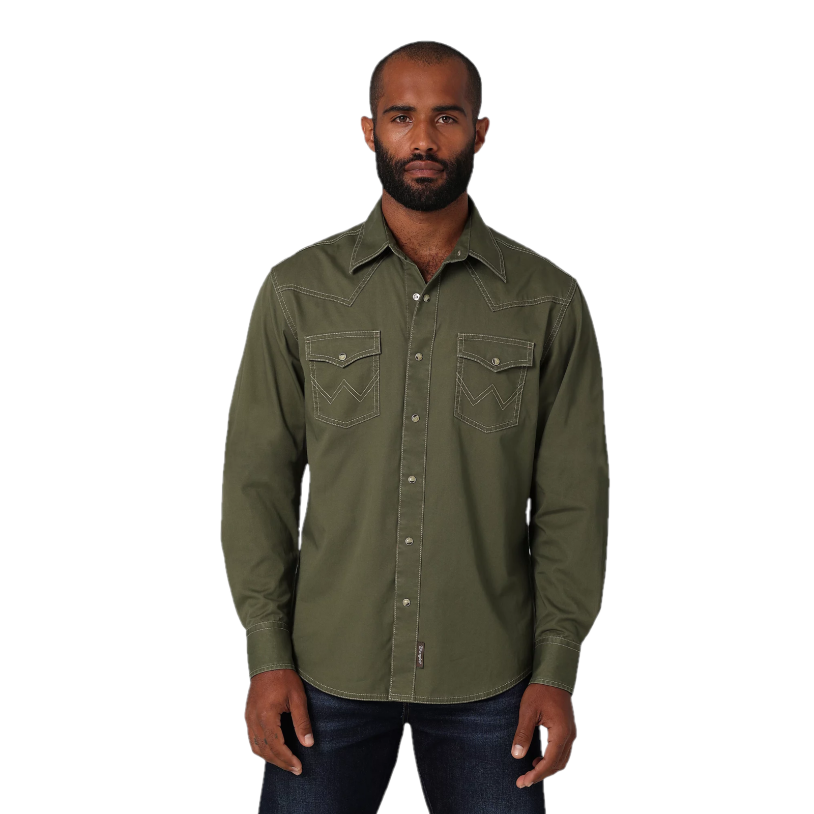 Olive green store button down shirt