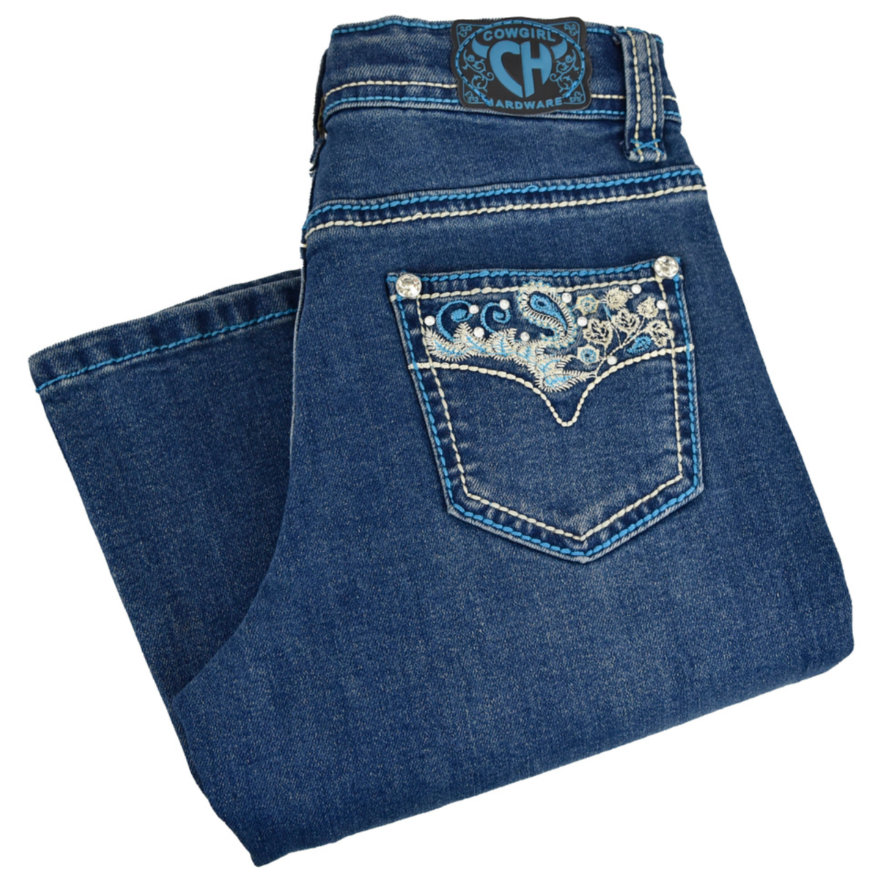 Cowgirl Hardware® Youth Girl's Turquoise Paisley Vine Jean 402128-455 - Picture 2 of 7