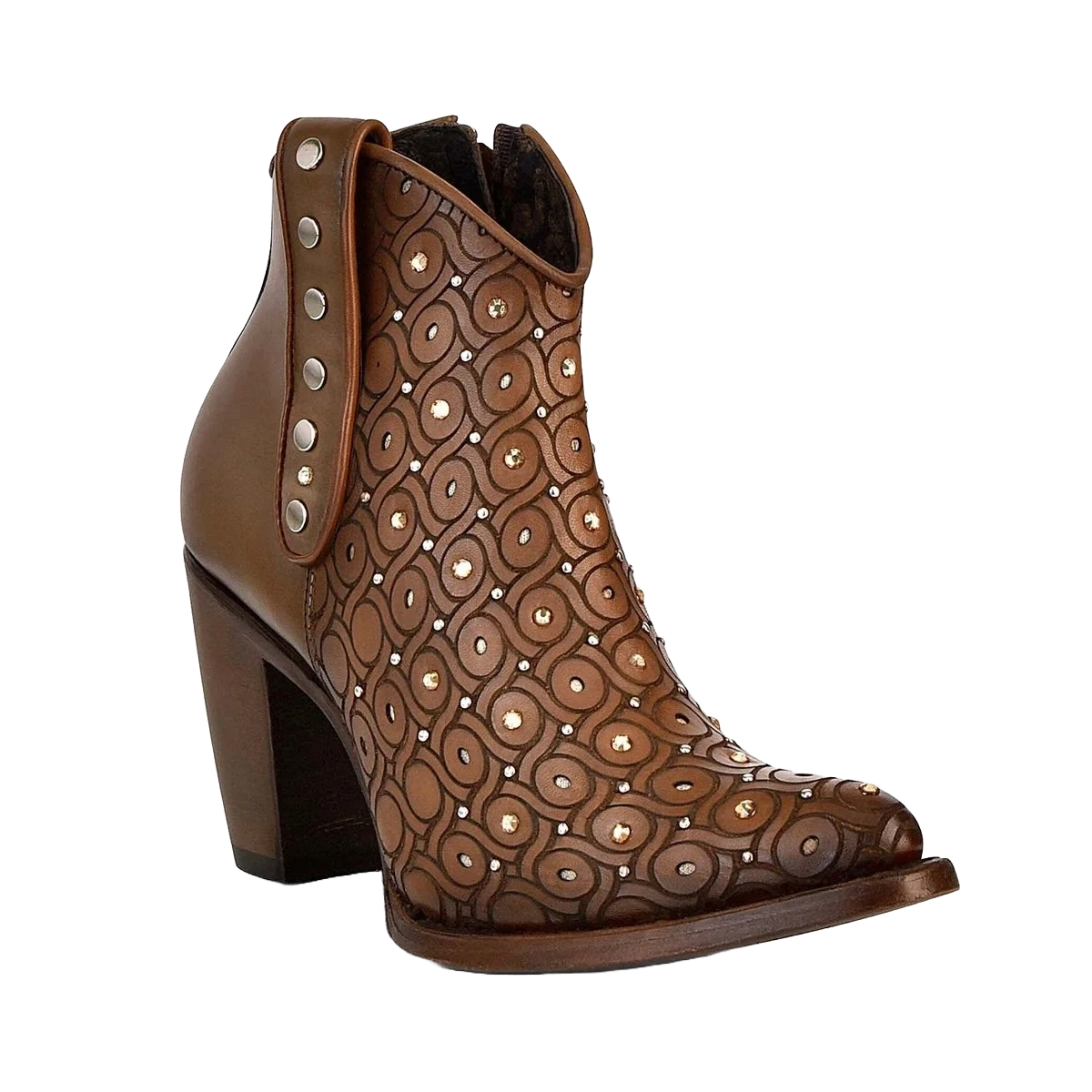 Pre-owned Cuadra Ladies Crystalized Maple Brown Western Booties Cu481