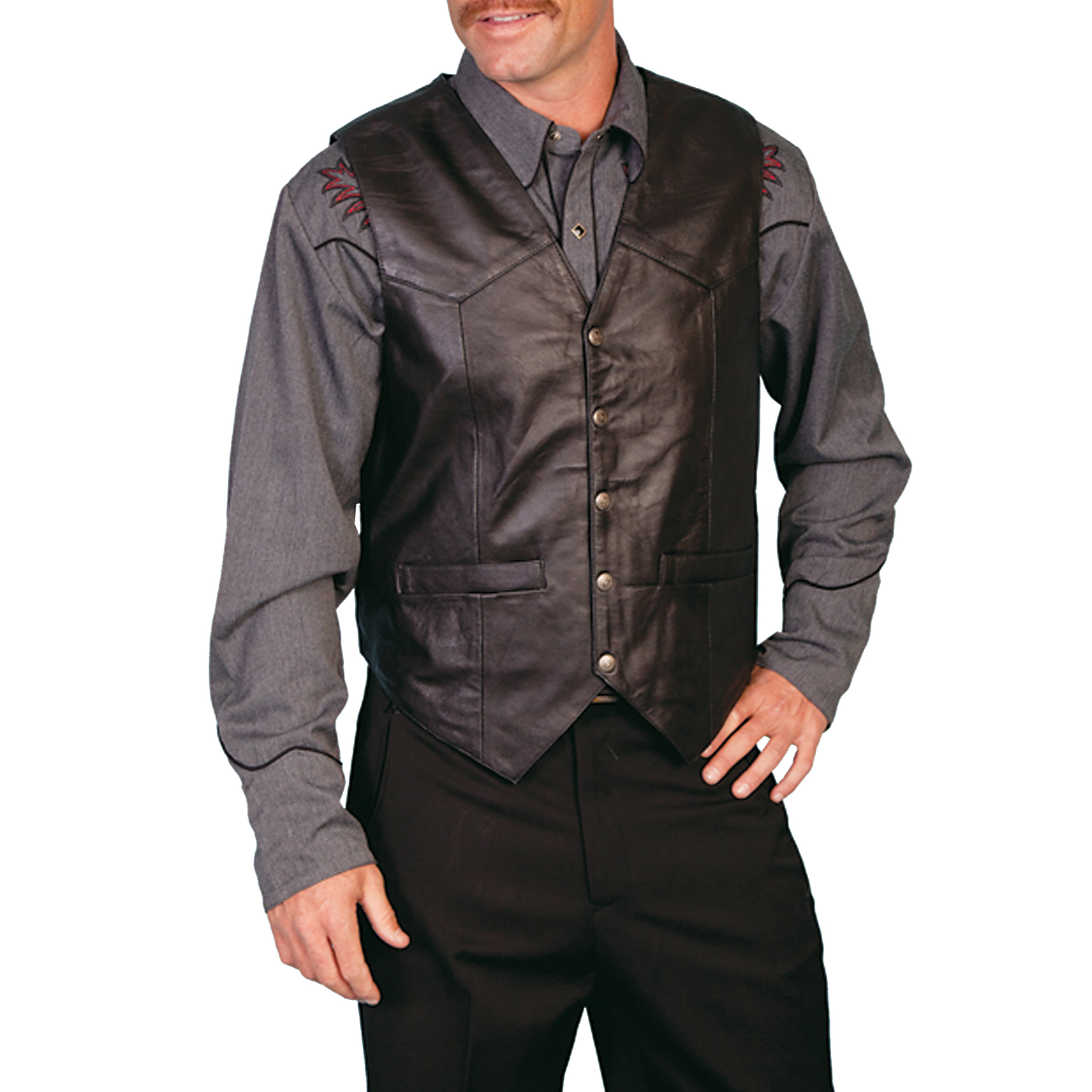 Scully Men's Classic Soft Touch Lamb Black Leather Vest 507-144 - Picture 3 of 16