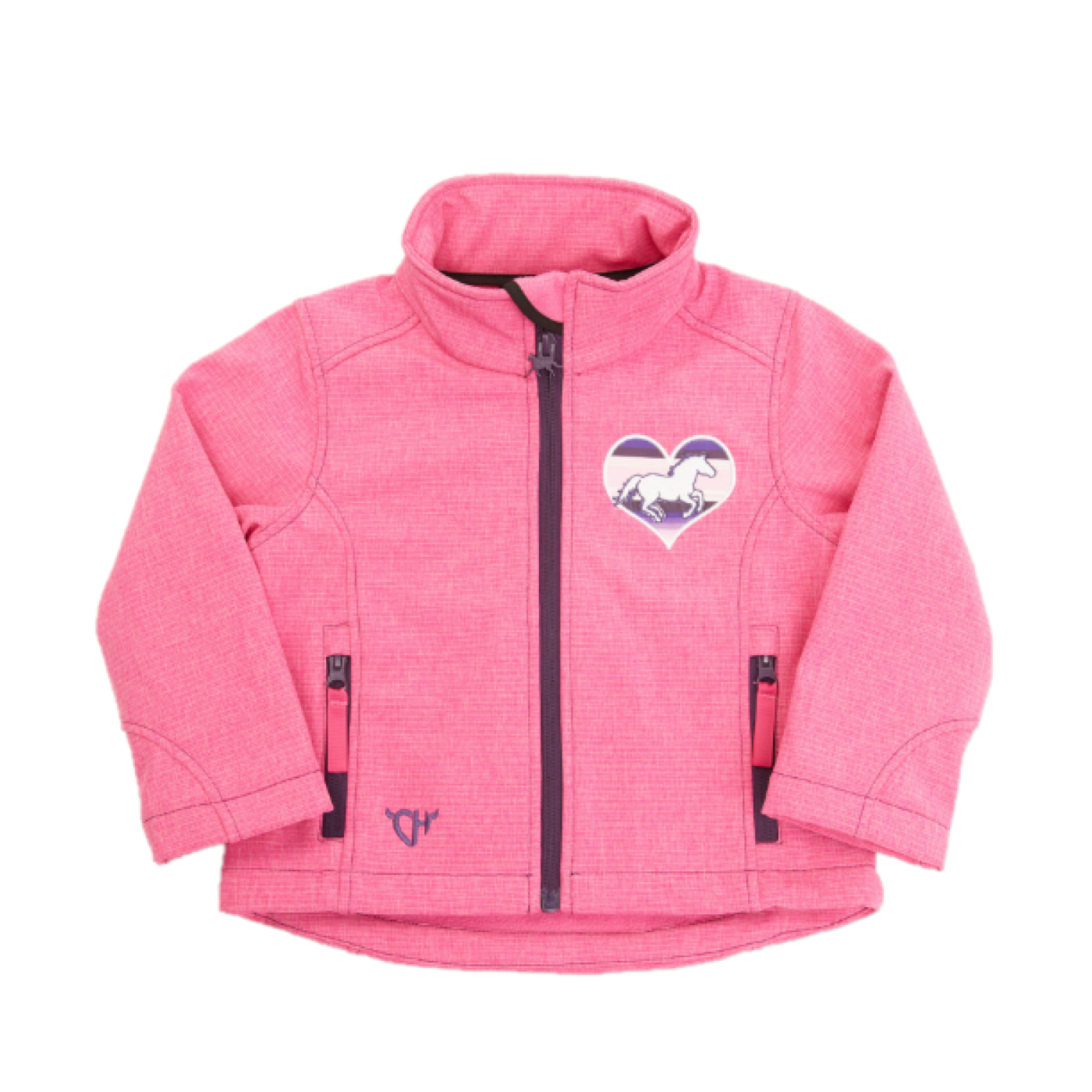 Cowgirl Hardware Girl's Serape Heart Horse Pink Poly Shell Jacket 892252-153 - Picture 3 of 14