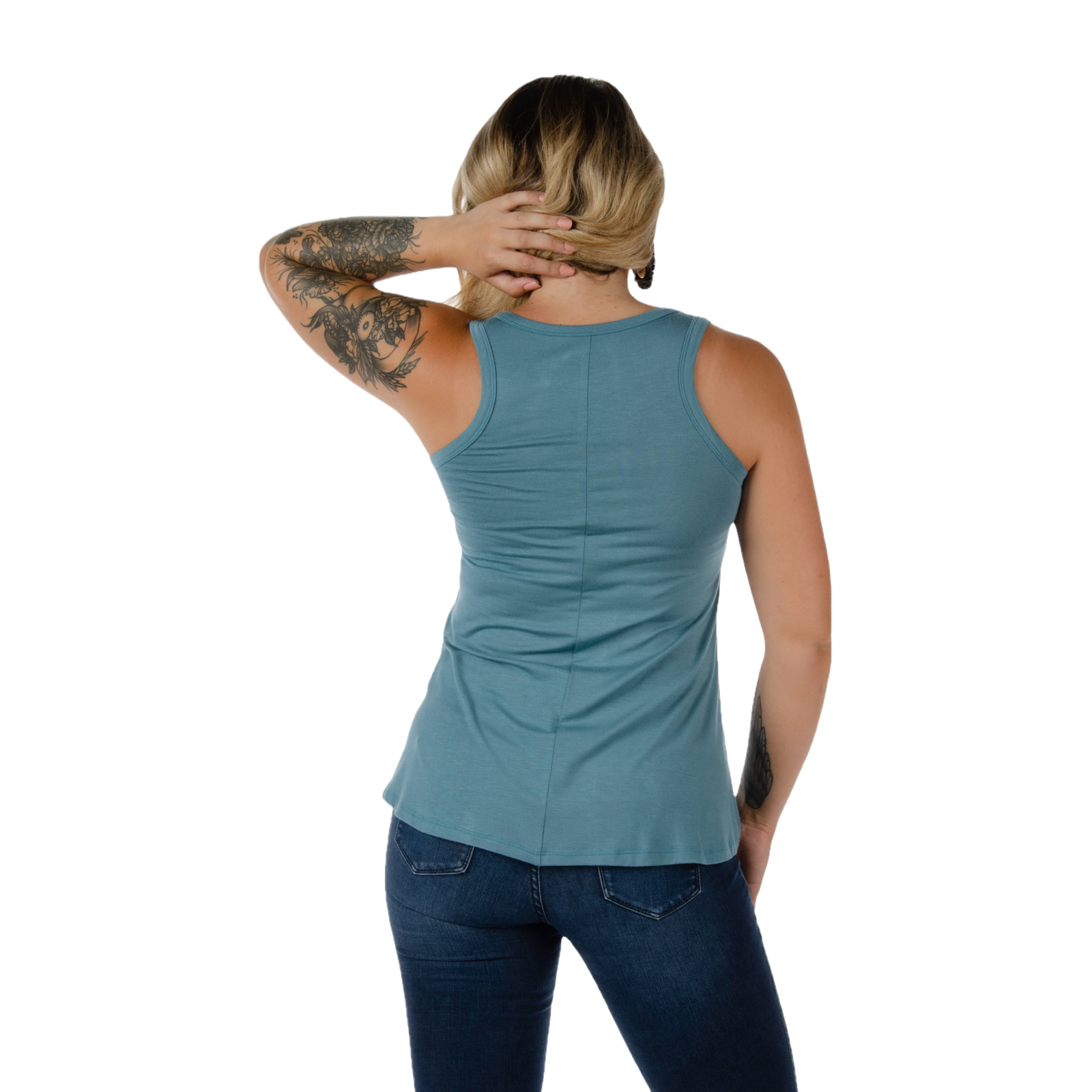 Liberty Wear Ladies Maeve Tribal Rhinestone Teal Tank Top 7523 - Picture 4 of 14