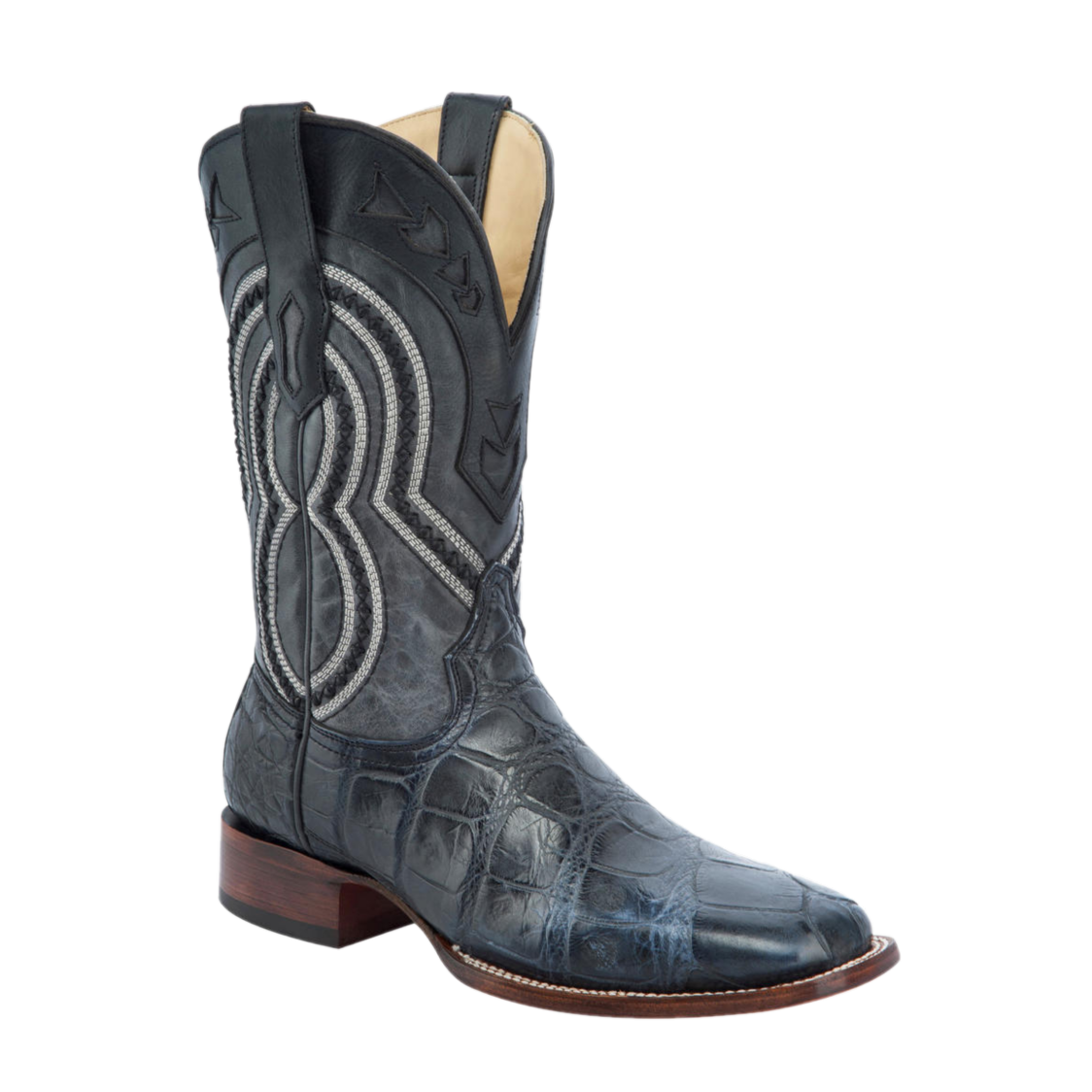 Pre-owned Corral Men's Black And Grey Alligator Square Toe Boot A3084 In Gray
