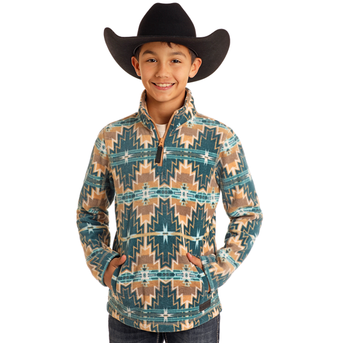 Rock & Roll Boy's Southwest Fleece Pullover BB91T05584 - Picture 3 of 10