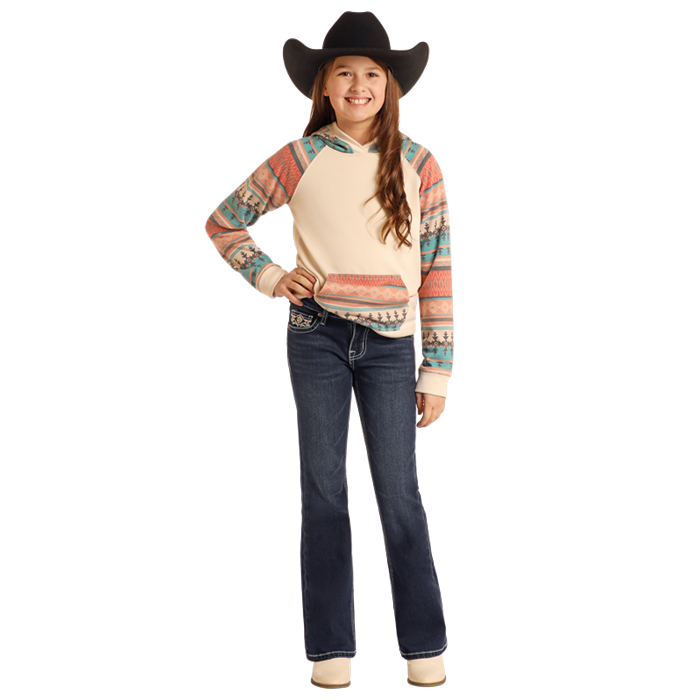 Rock & Roll Girl's Dark Vintage Scallop Embroidered Jeans BG4MD05372 - Picture 6 of 40