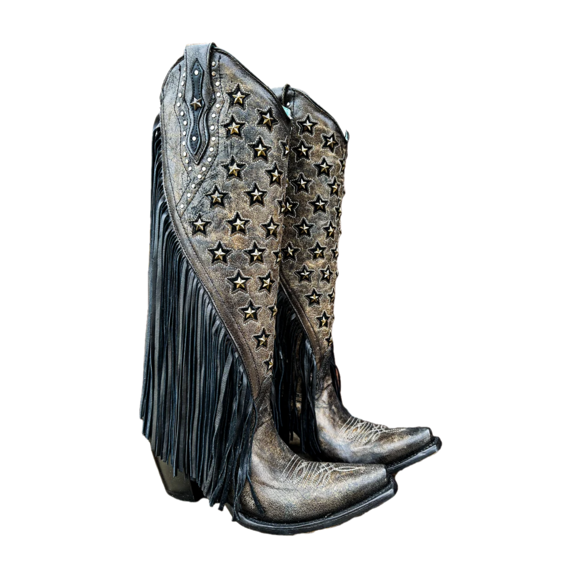 Botas Corral Damas Estrellas y Tachuelas Bordadas Negras Punta Corta C4083 - Imagen 3 de 30
