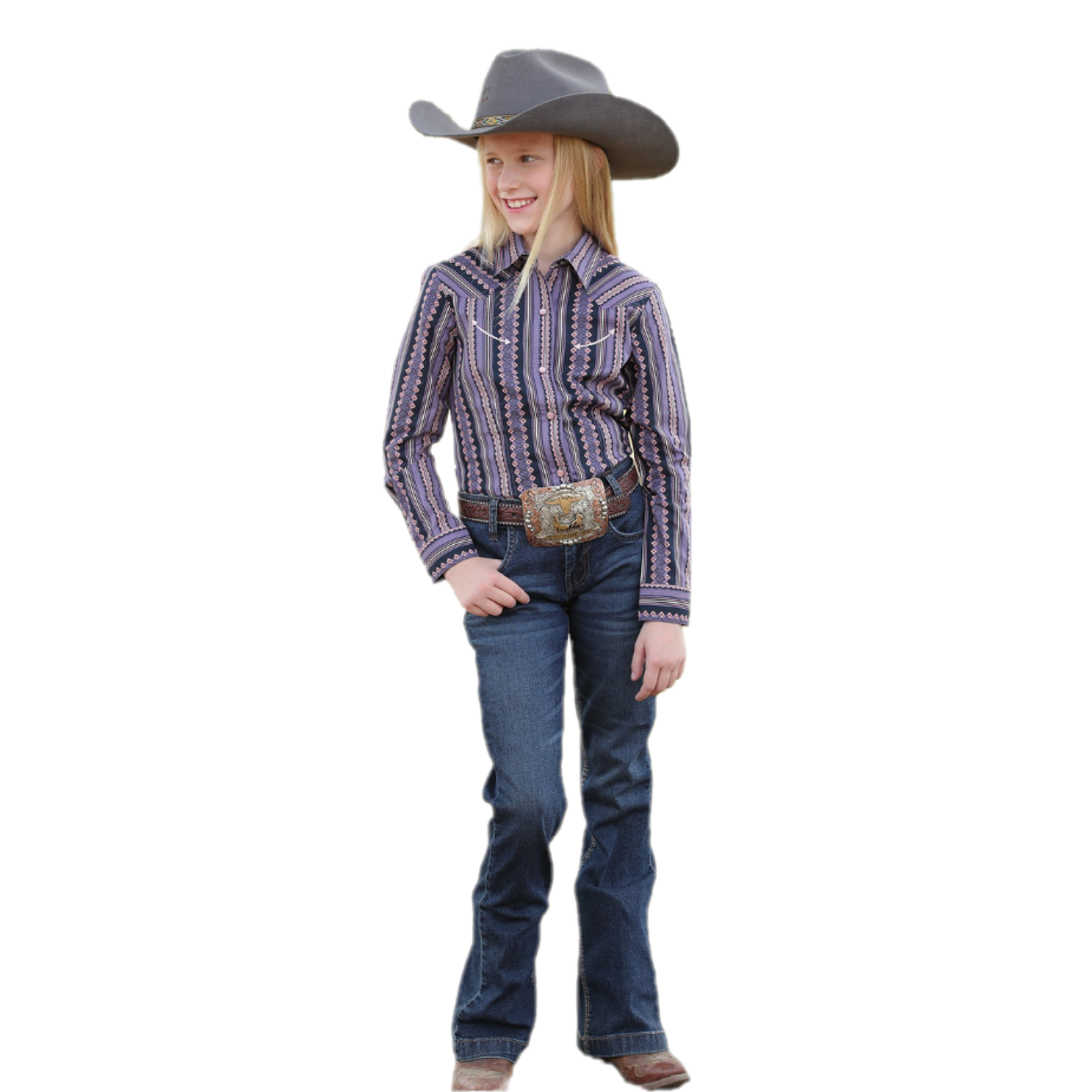 Cruel Denim® Girls Purple Western Aztec Button Down Shirt CTW3370009 - Picture 2 of 7