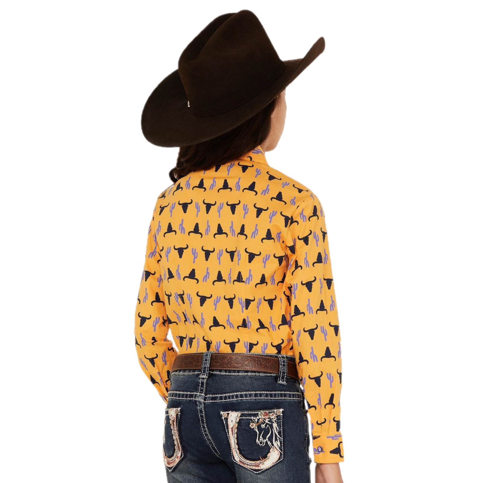 Cruel Denim® Youth Girl's Gold Longhorn Snap Down Shirt CTW3370011 - Picture 5 of 21