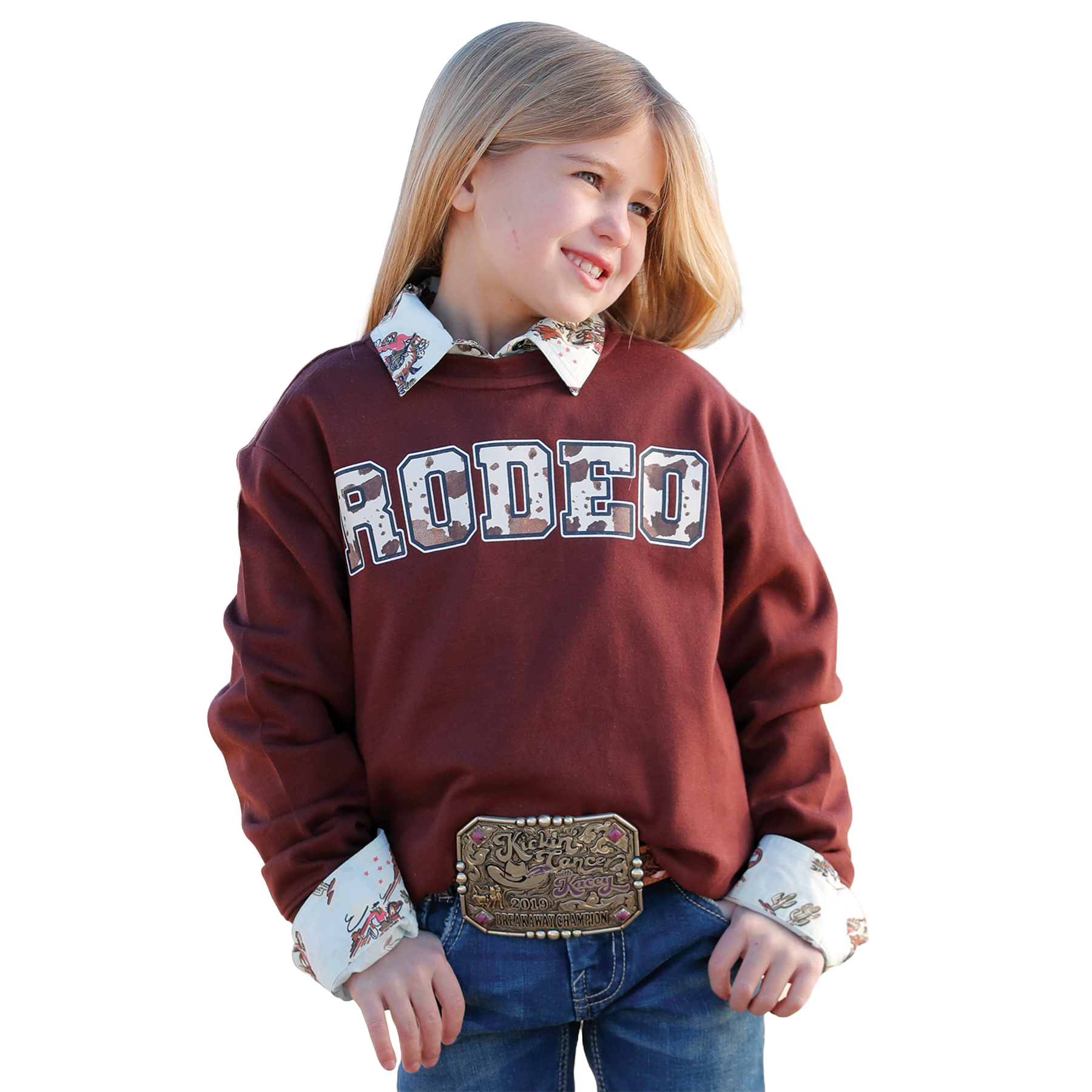 Cruel Youth Girl's Rodeo French Terry Burgundy Sweatshirt CWK8002001 - Picture 2 of 7