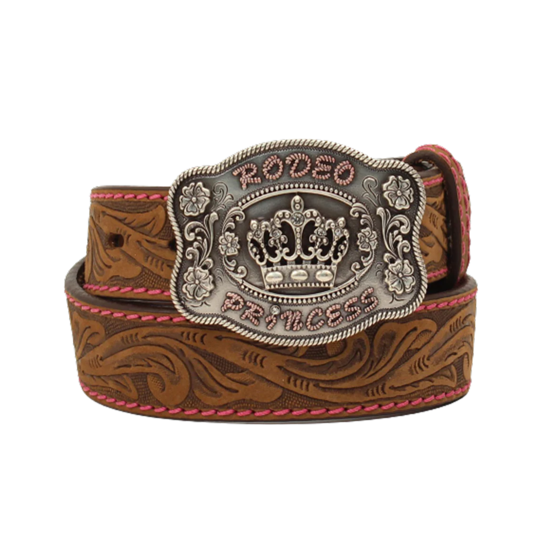 Angel Ranch Youth Girl's Rodeo Princess Brown Leather Belt D130002034 - Picture 2 of 7