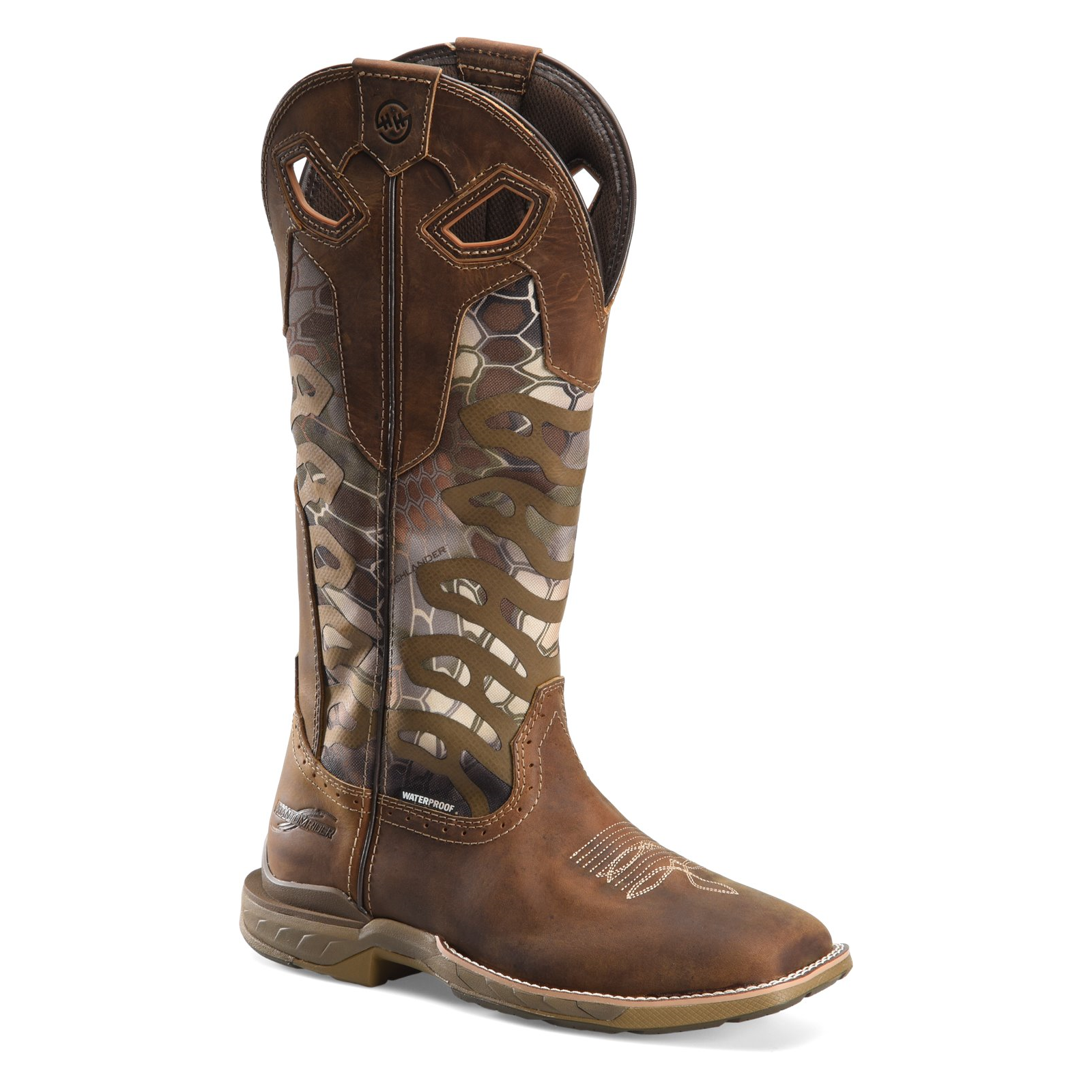 Pre-owned Double-h Boots Double H® Men's 16" Snake Brown & Camo Waterproof Vapor Boots Dh5390