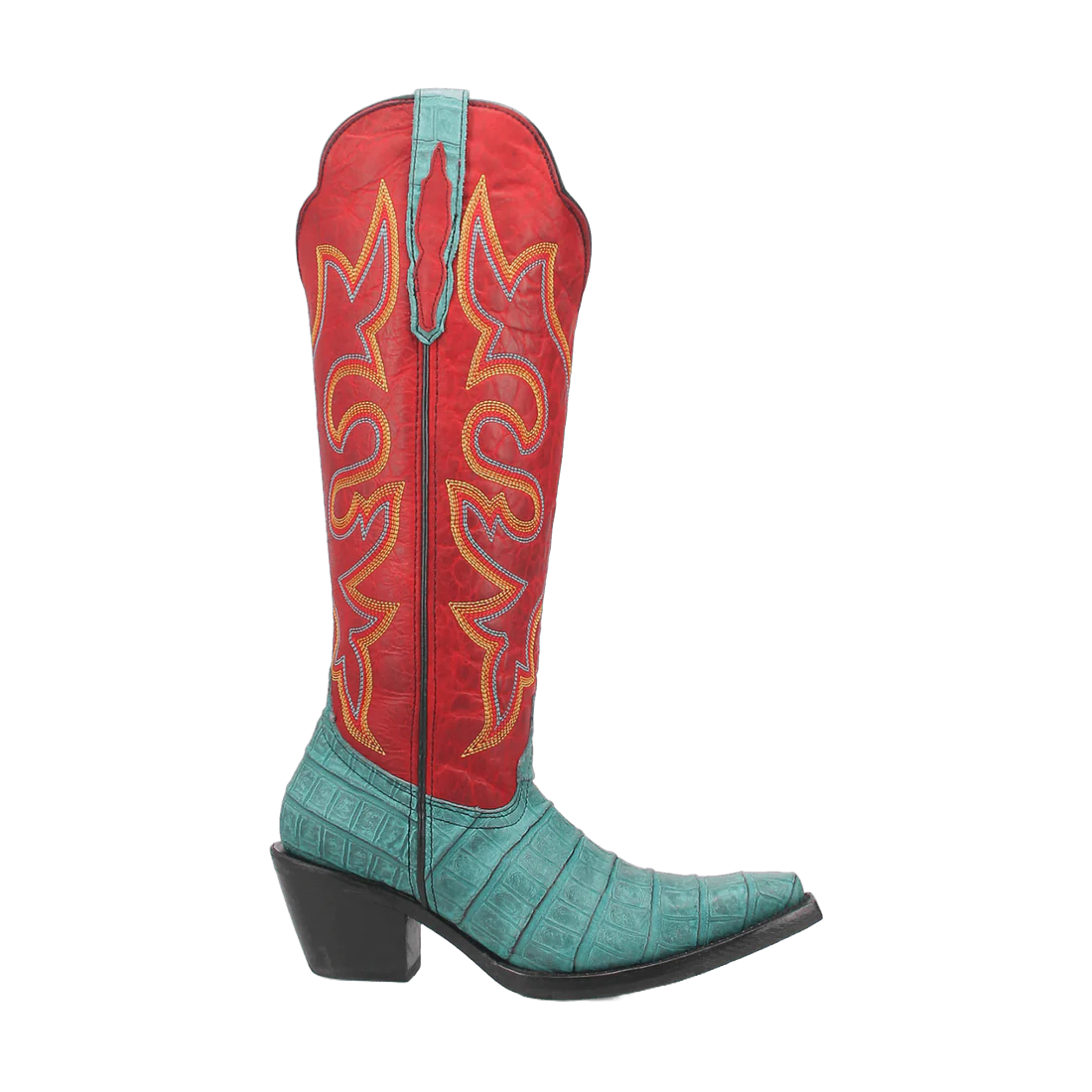 Dingo Ladies Matilda Turquoise & Red Leather Tall Boots DI231-BL3 - Picture 6 of 33