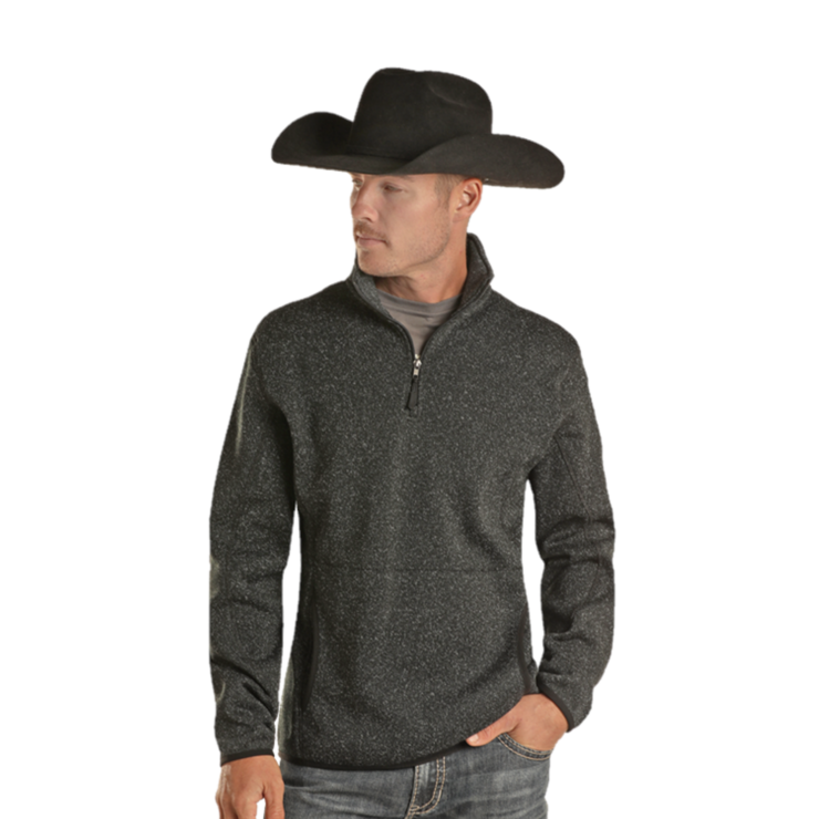 Powder River Outfitters Men’s Knit Melange Black Pullover DM91C01485-01