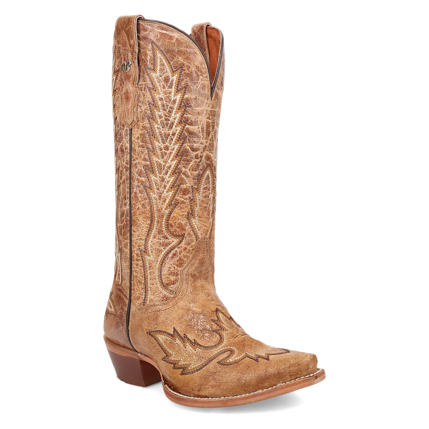 Pre-owned Dan Post Ladies Katina Distressed Tan & Brown Leather Boots Dp5159