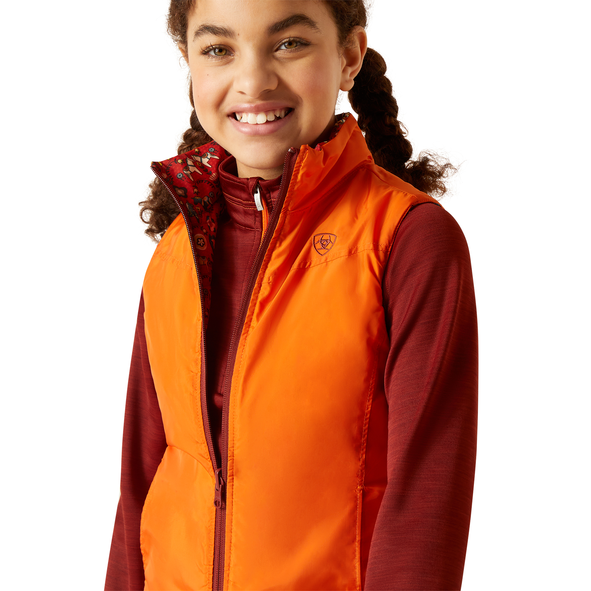 Ariat Youth Girl's Bella Reversible Insulated Dala Horse Vest 10046111 - Picture 10 of 35