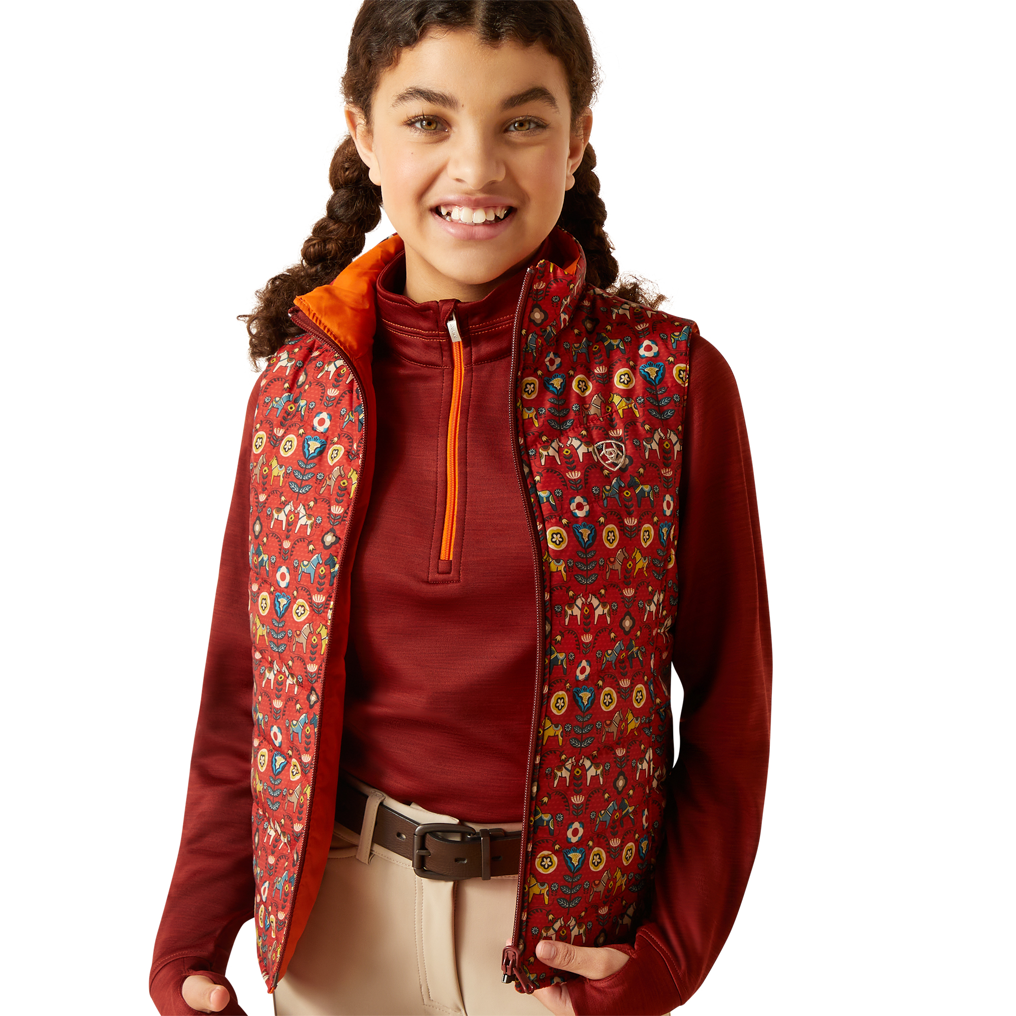 Ariat Youth Girl's Bella Reversible Insulated Dala Horse Vest 10046111 - Picture 7 of 35