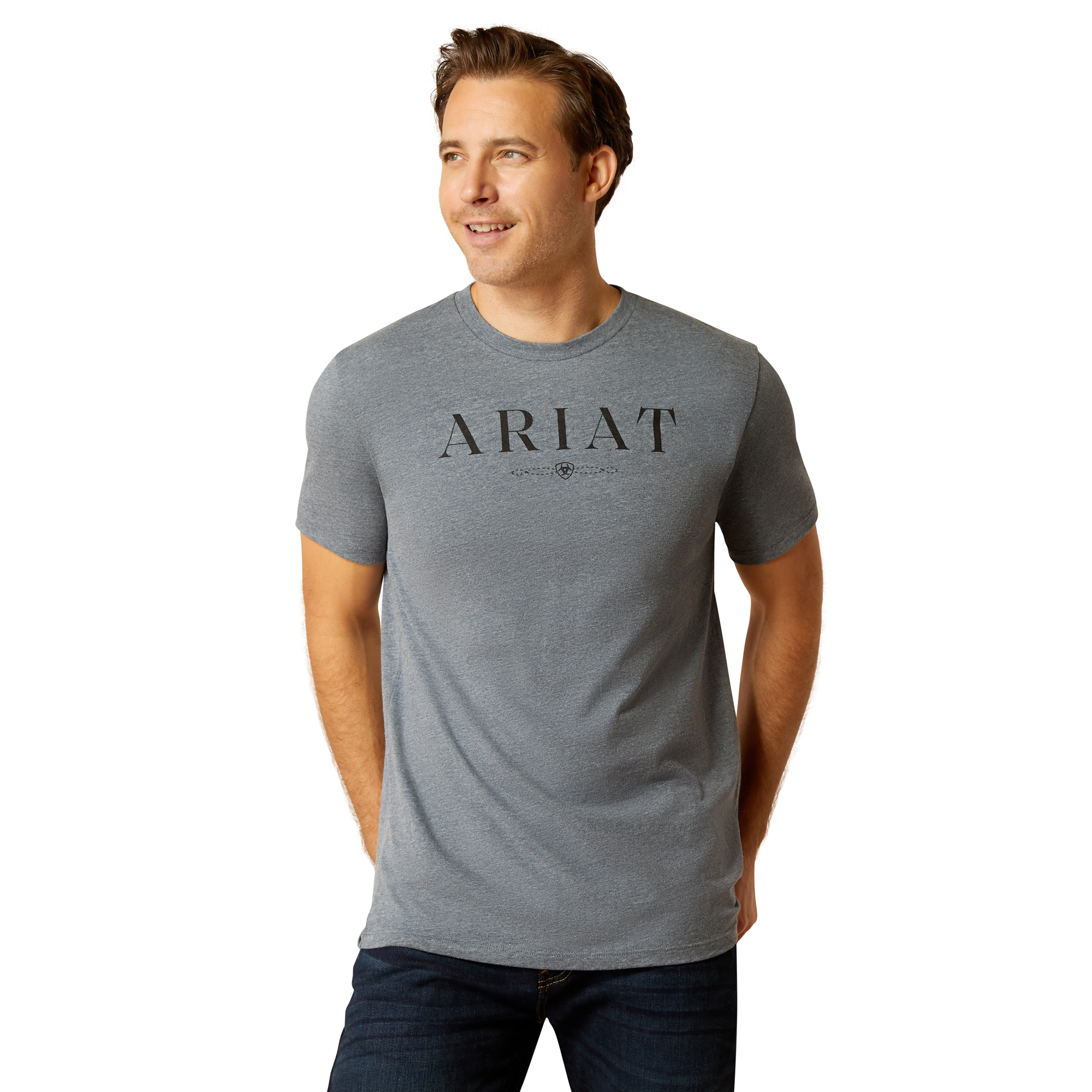 Ariat Men's B&W Logo Athletic Heather T-Shirt 10052010 - Picture 5 of 24
