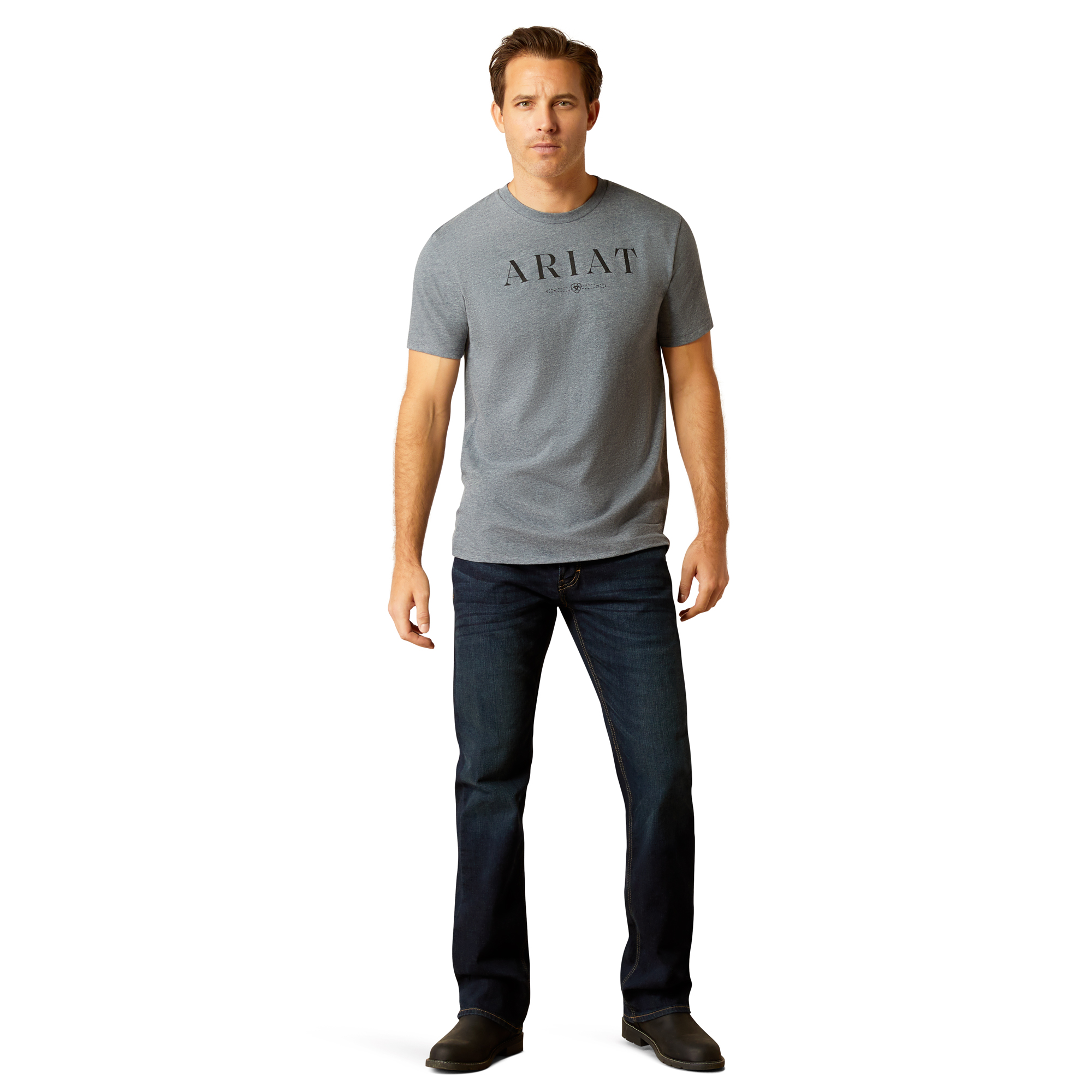 Ariat Men's B&W Logo Athletic Heather T-Shirt 10052010 - Picture 7 of 24