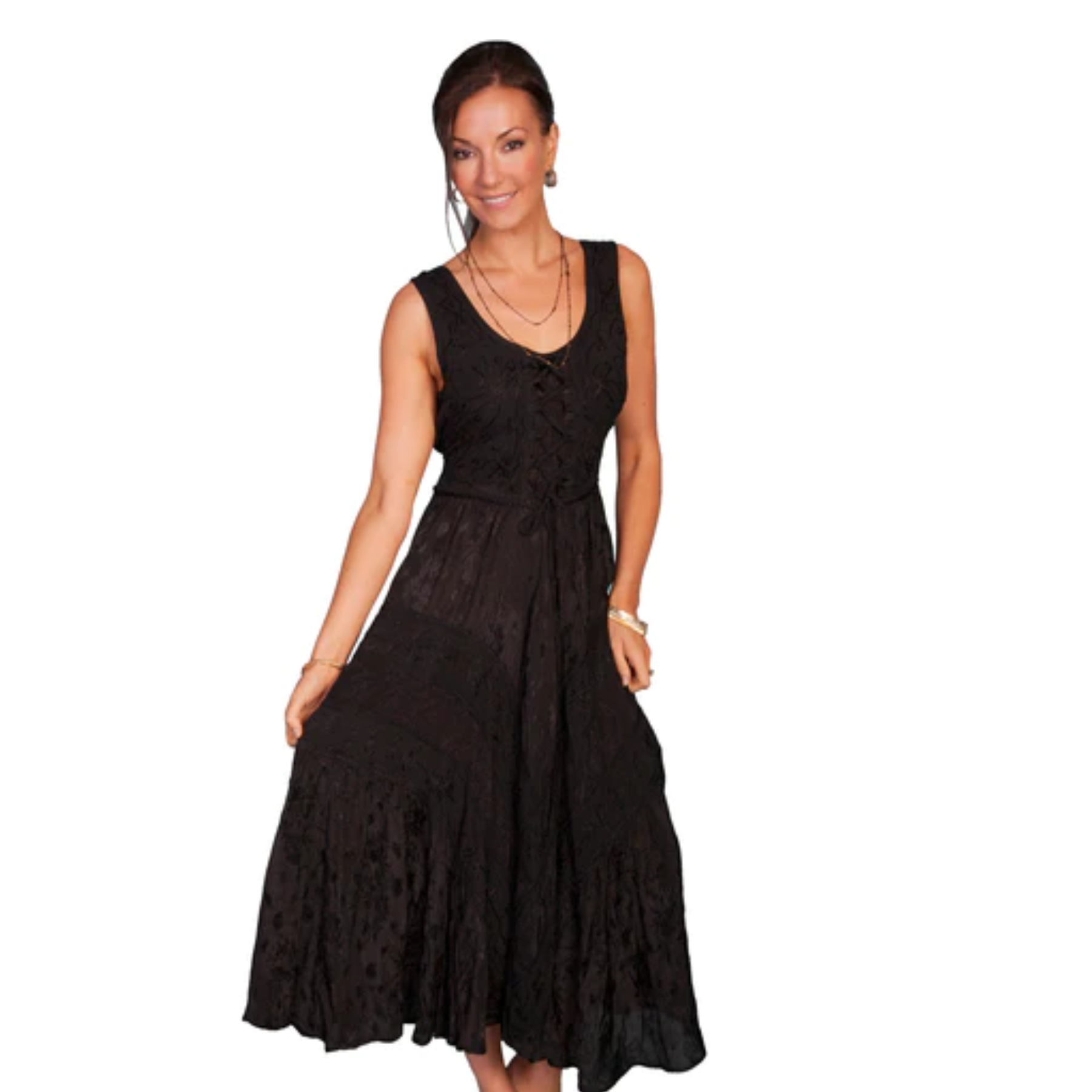 ladies black tiered dress Plus Size - Tiered Ruffle Maxi Dress