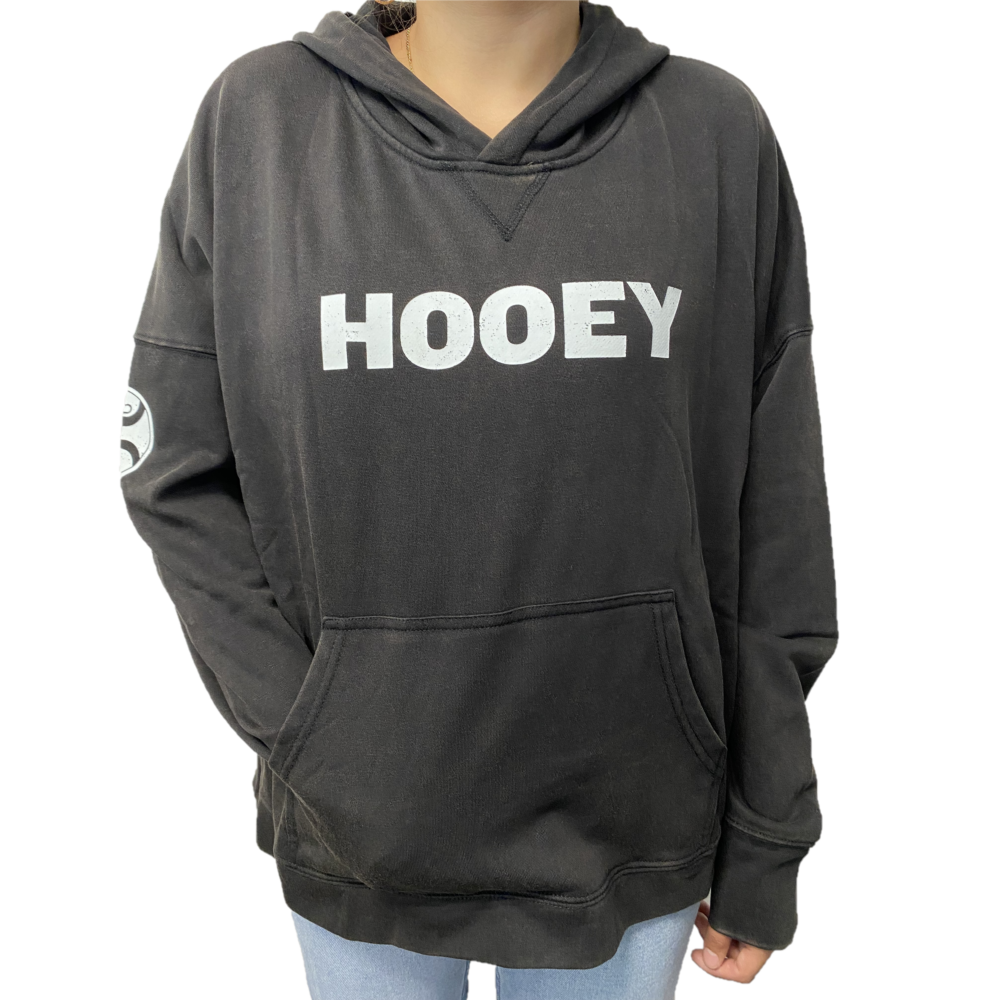 Hooey® Ladies Roomy Double Lined Black & White Hoodie