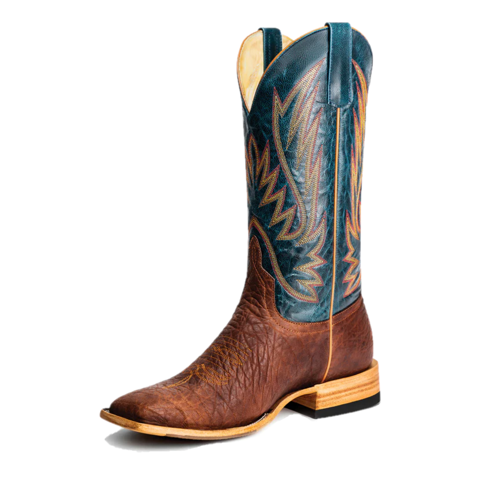 Horse Power® Men's Shrunken Cowboy Comanche Navy & Brown Boots HP8054 - Picture 2 of 12