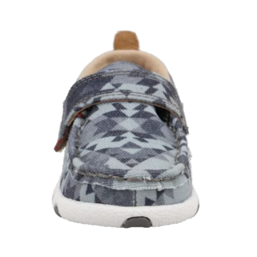 Twisted X Infants Hooey Driving Moc Grey Aztec Printed Slip On Shoes IHYC006