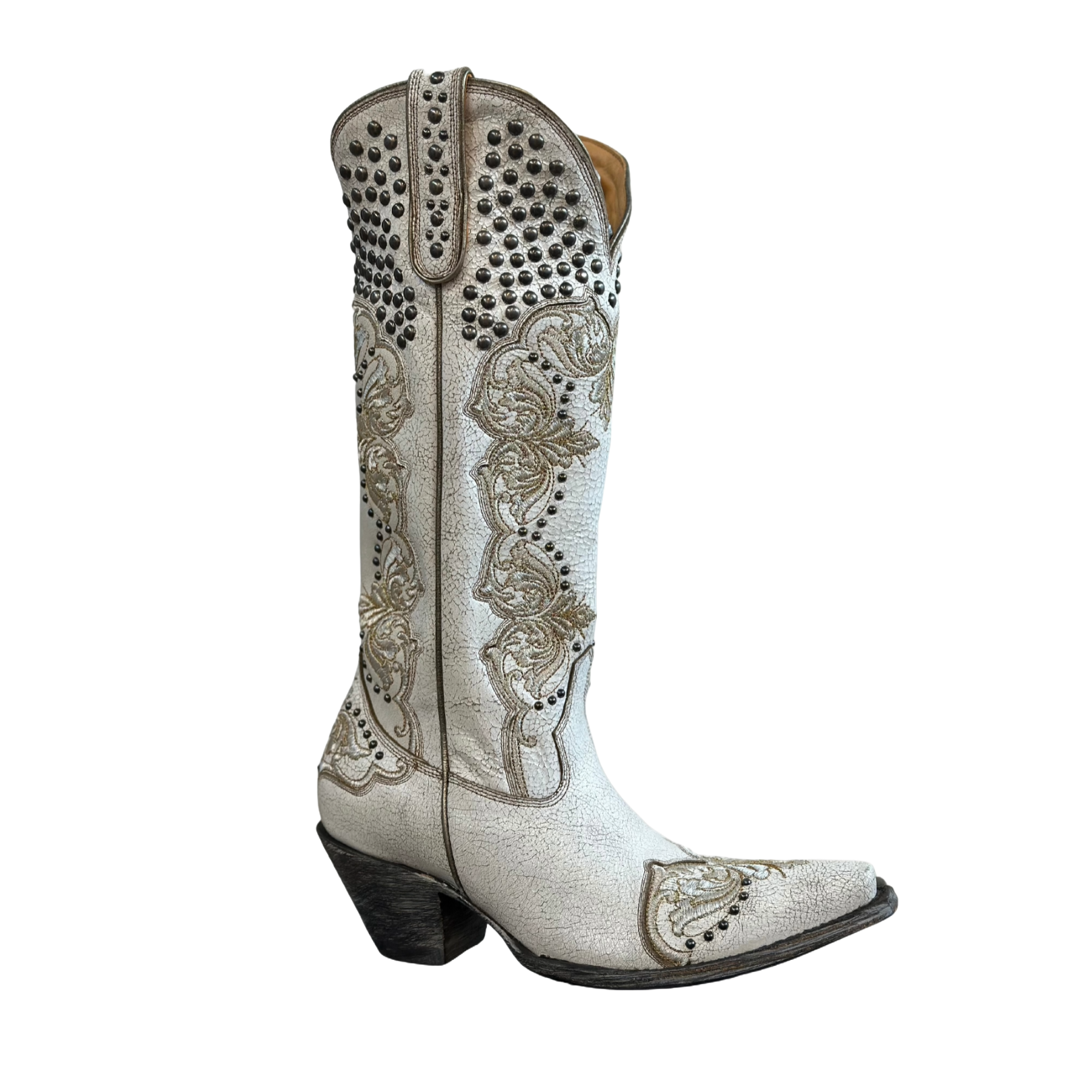 Pre-owned Old Gringo Ladies Tessa Tall White Western Boots L3830-4